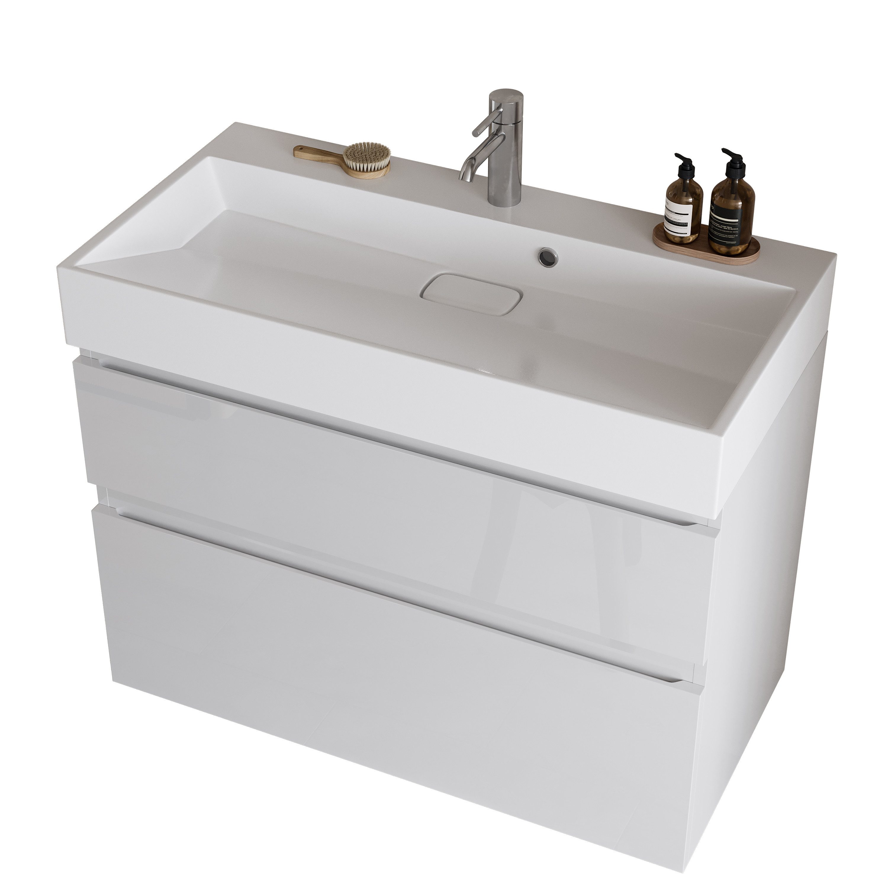 Möbelhandel Klipenstein Waschbeckenunterschrank 90/120 cm, mit Waschtisch, fertigmontiert mit Wunschfarben 90 cm, 120 cm Breite