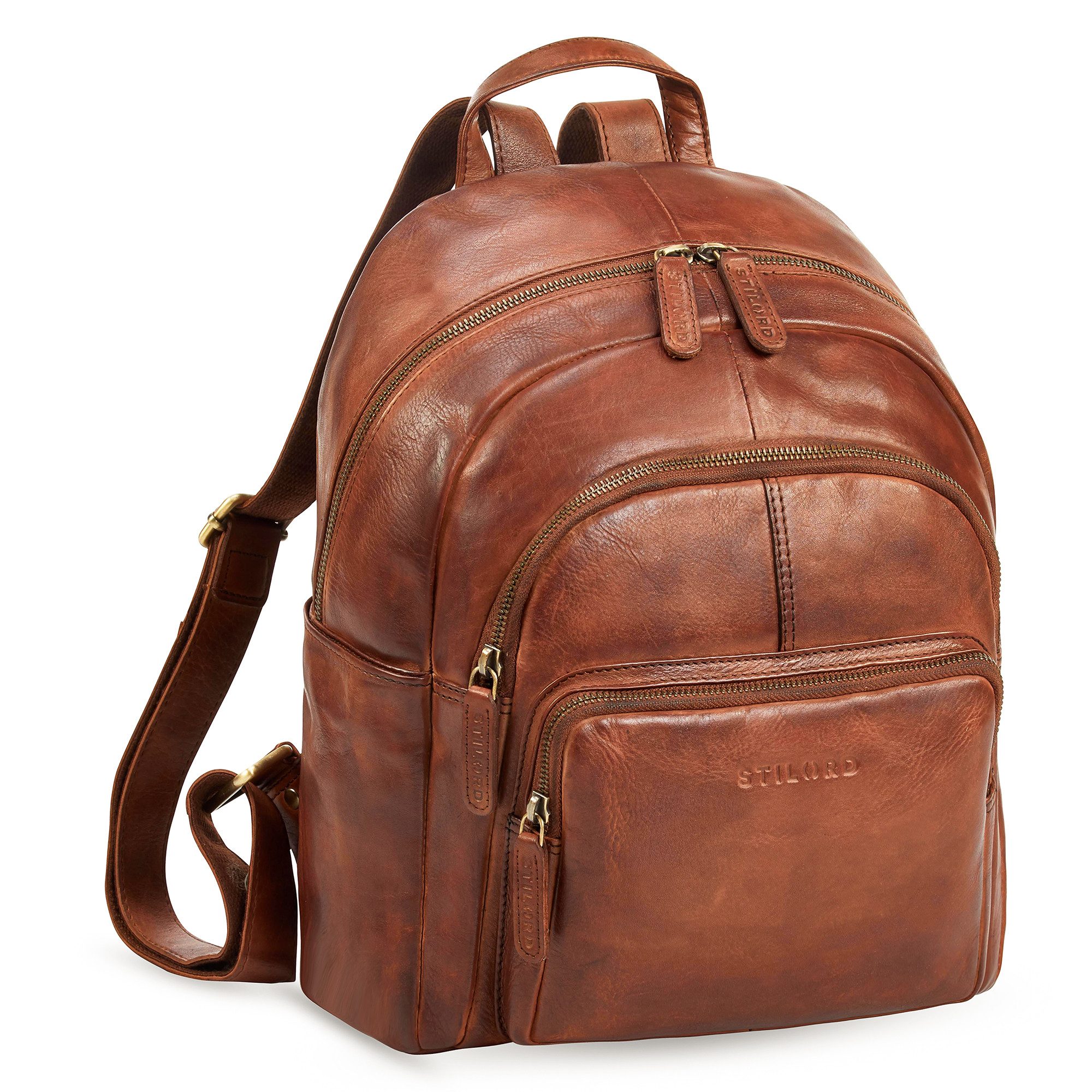 STILORD Cityrucksack "Bea" Lederrucksack Damen Echtleder Elegant Cityrucksack mittelgroß