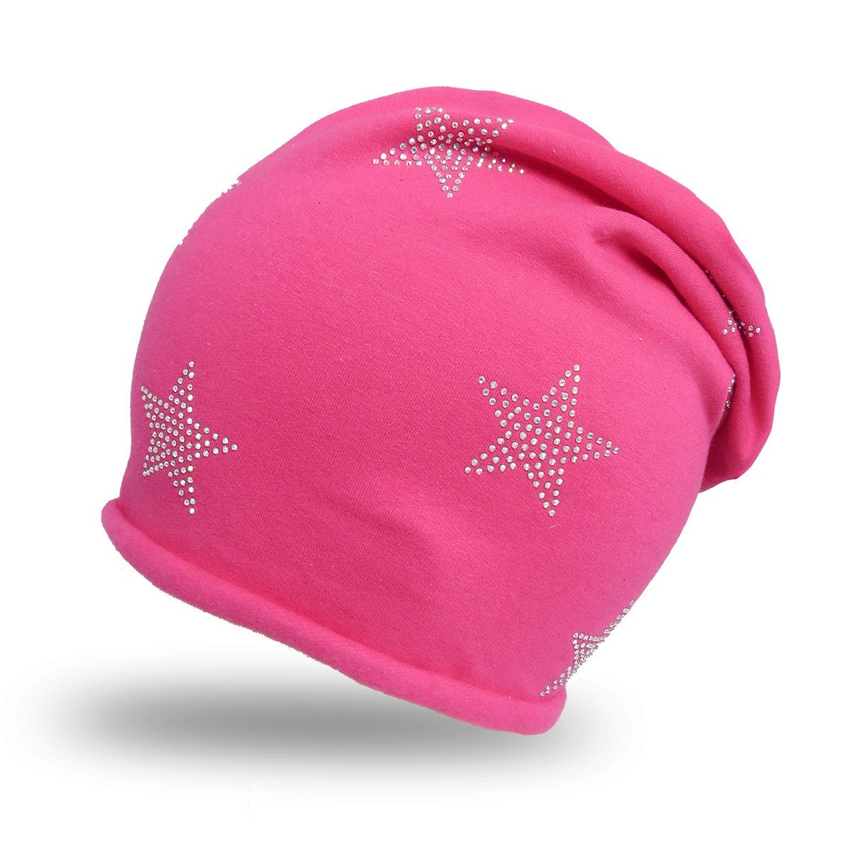 Sonia Originelli Fleece Mütze Premium "Mini Stern Winter Fleece" Beanie pink Stars Beanie