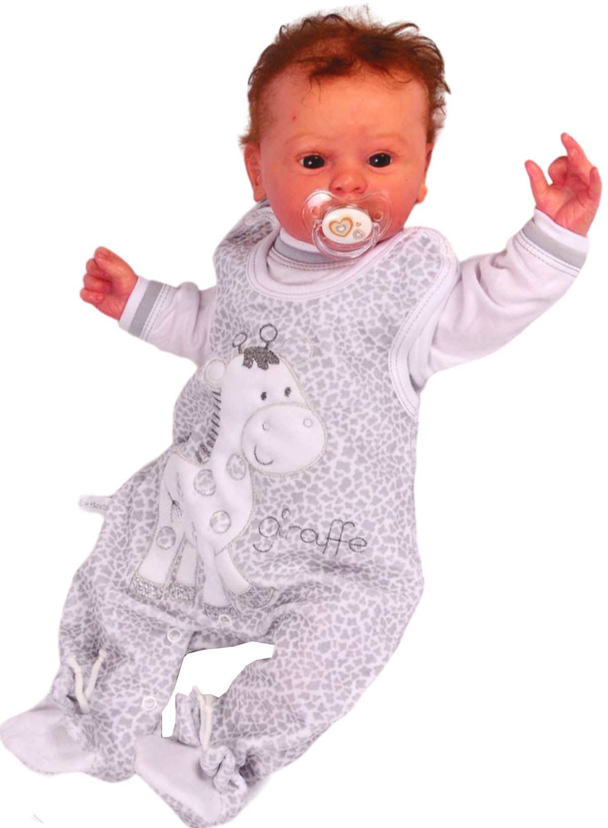 La Bortini Strampler Stramplerhose Langarmshirt Set Baby Anzug in Grau für Neugeborene (Set, für Jungen und Mädchen, Erstlingsset neutral) kuschelig weich, aus Nicki-Stoff, 44 50 56 62 68