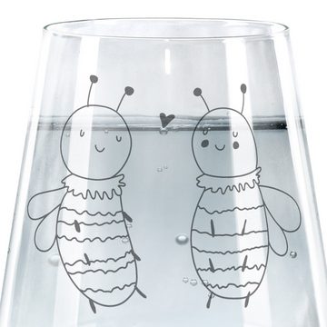 Mr. & Mrs. Panda Glas Biene Verliebt - Transparent - Geschenk, Hummel, Trinkglas mit Gravur, Premium Glas, Elegantes Design