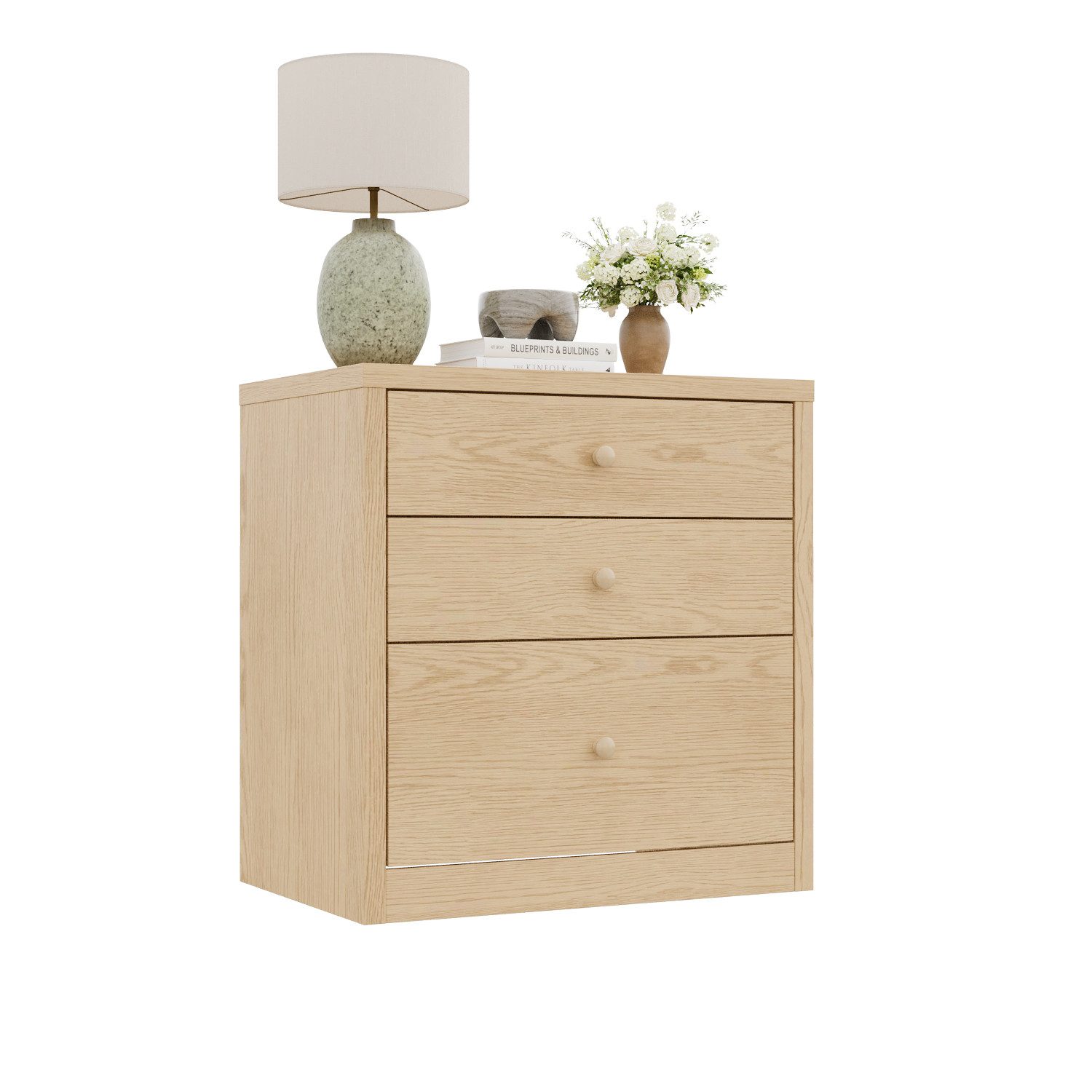 FUFU&GAGA Nachttisch Nachttisch mit 3 Schubladen und Geheimfach, Beige, MDF günstig online kaufen