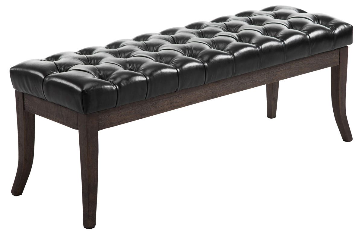 furnicato Sitzbank Ramses Kunstleder 120 cm Schwarz (1-St), Gesteppter Polsterhocker mit Vollholz-Gestell für dein Wohnzimmer