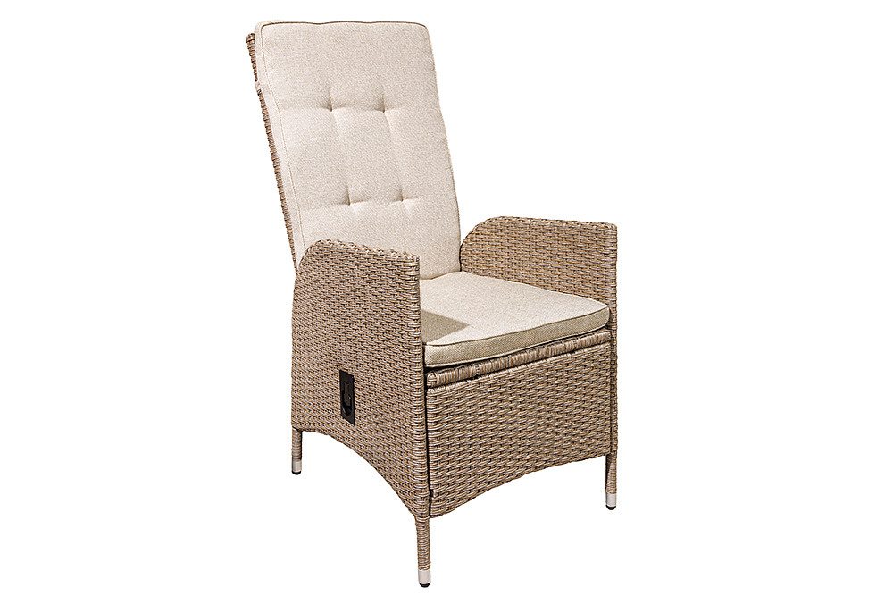 riess-ambiente Gartenstuhl SYLT natur/beige - Outdoor-Stoff, Rattan, mit Armlehne, wetterfest (Einzelartikel, 1 St), mit verstellbarer Rückenlehne - ideal für Terrasse, Balkon oder Garten