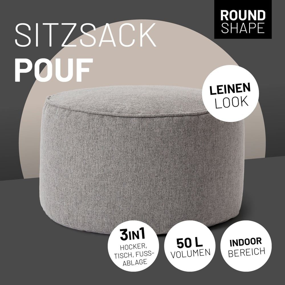 Lumaland Sitzsack Comfort Line Hocker 25x45cm, pflegeleicht Bodenkissen Bea günstig online kaufen