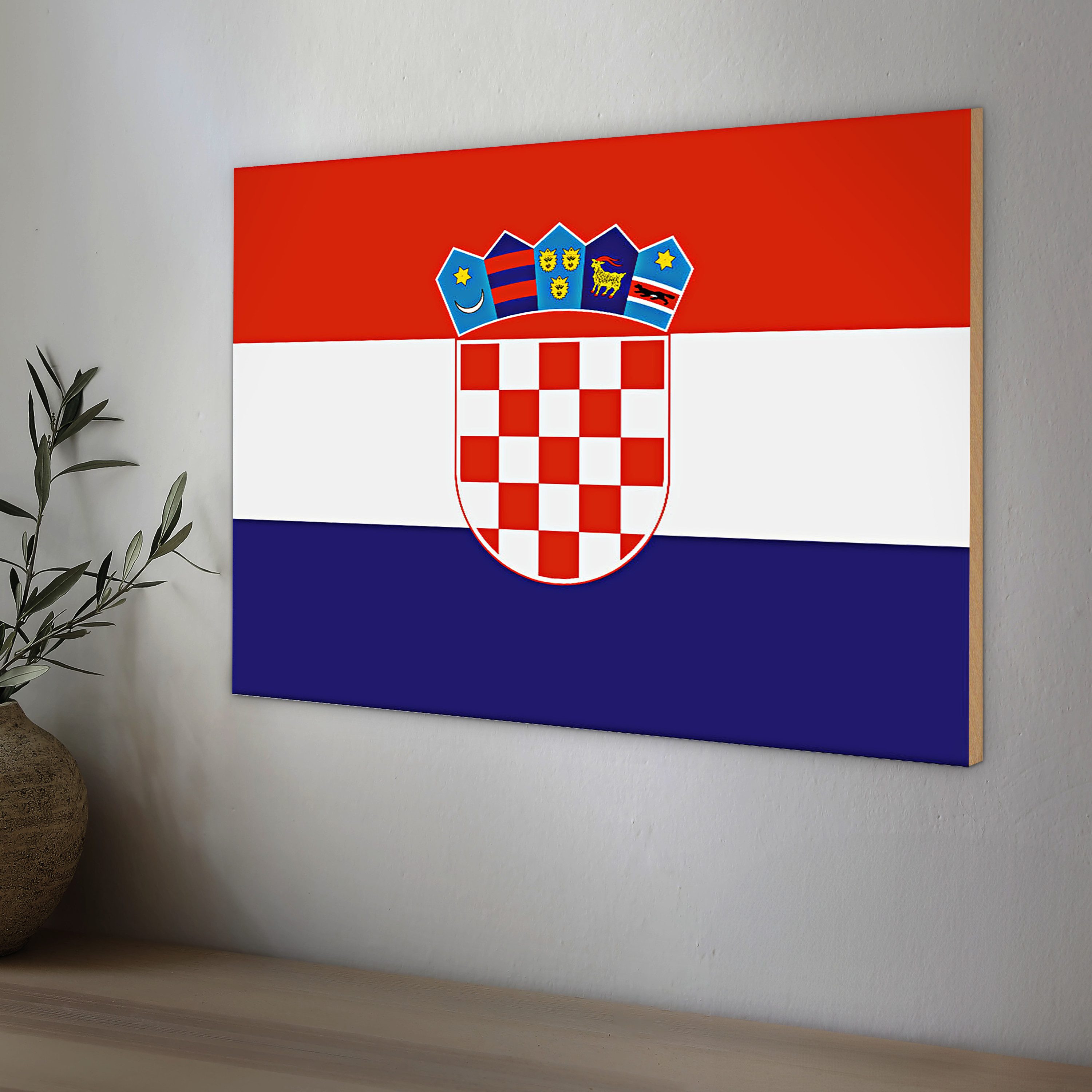 Roomando Holzbild Flagge Kroatien 40x30cm Flag of Croatia