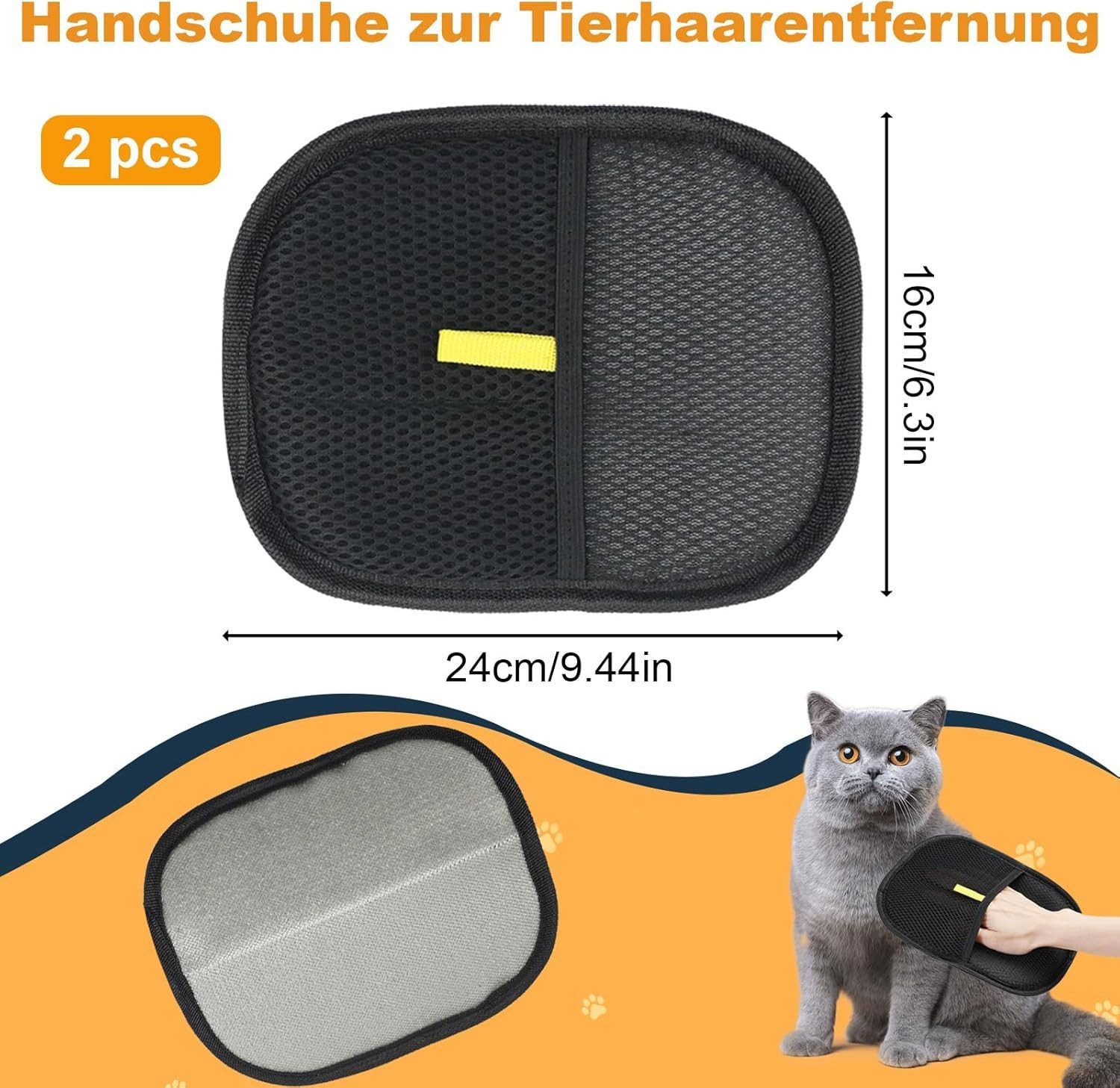 FELIXLEO Fellpflegehandschuh Fell Magnet Handschuh 2 Stück Tierhaarentferner Katze Möbel Auto, (4-tlg)