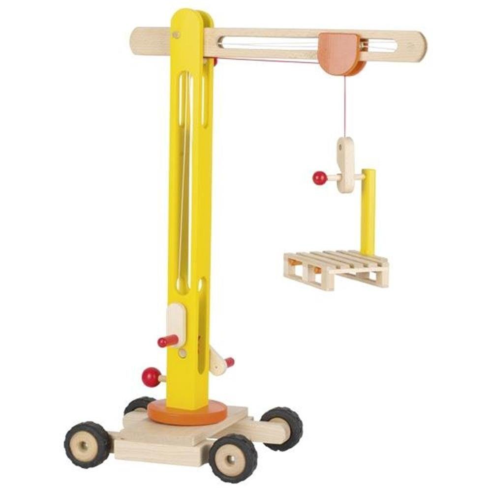 goki Spielzeug-Kran Drehkran, 64 cm, Gelb, aus Holz, für Kinder ab 3 Jahren