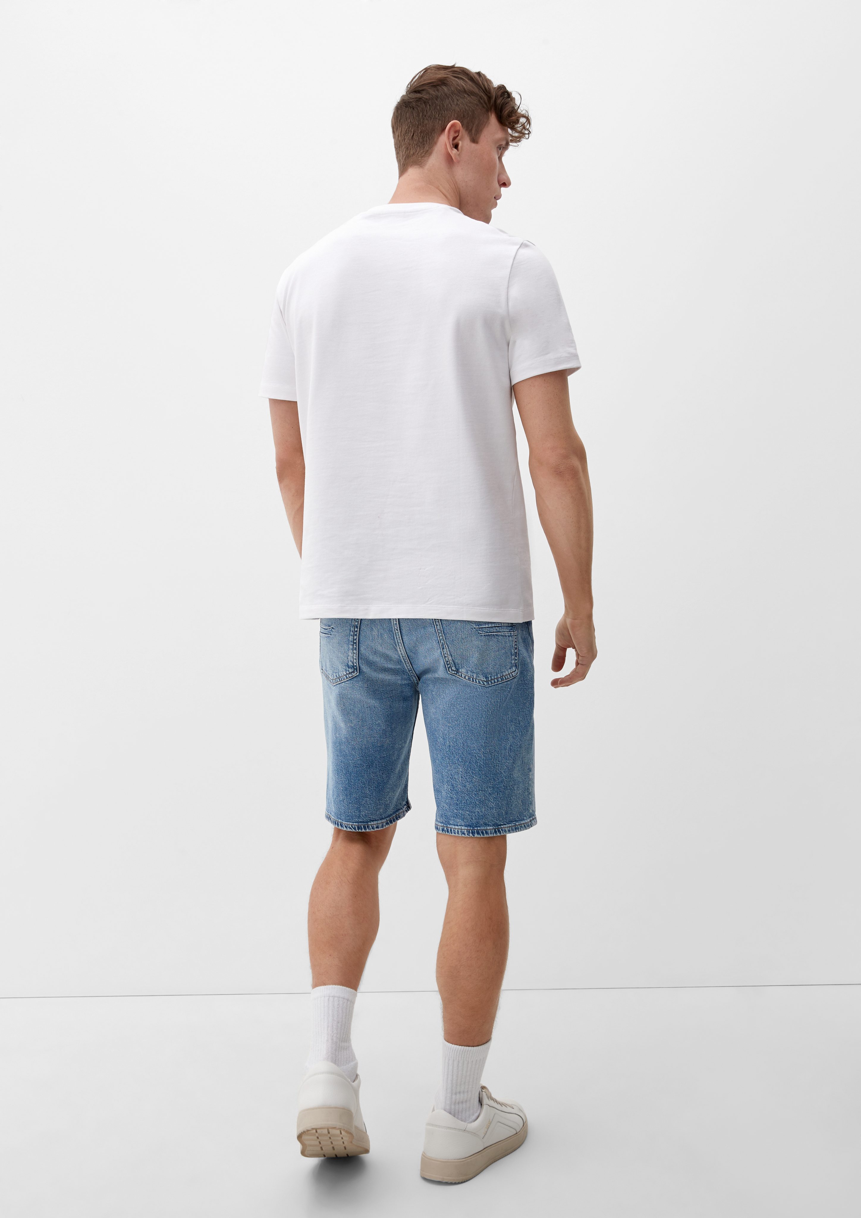 Fit Waschung, / s.Oliver Rise Jeansshorts Relaxed Jeans-Shorts / Mid Leder-Patch