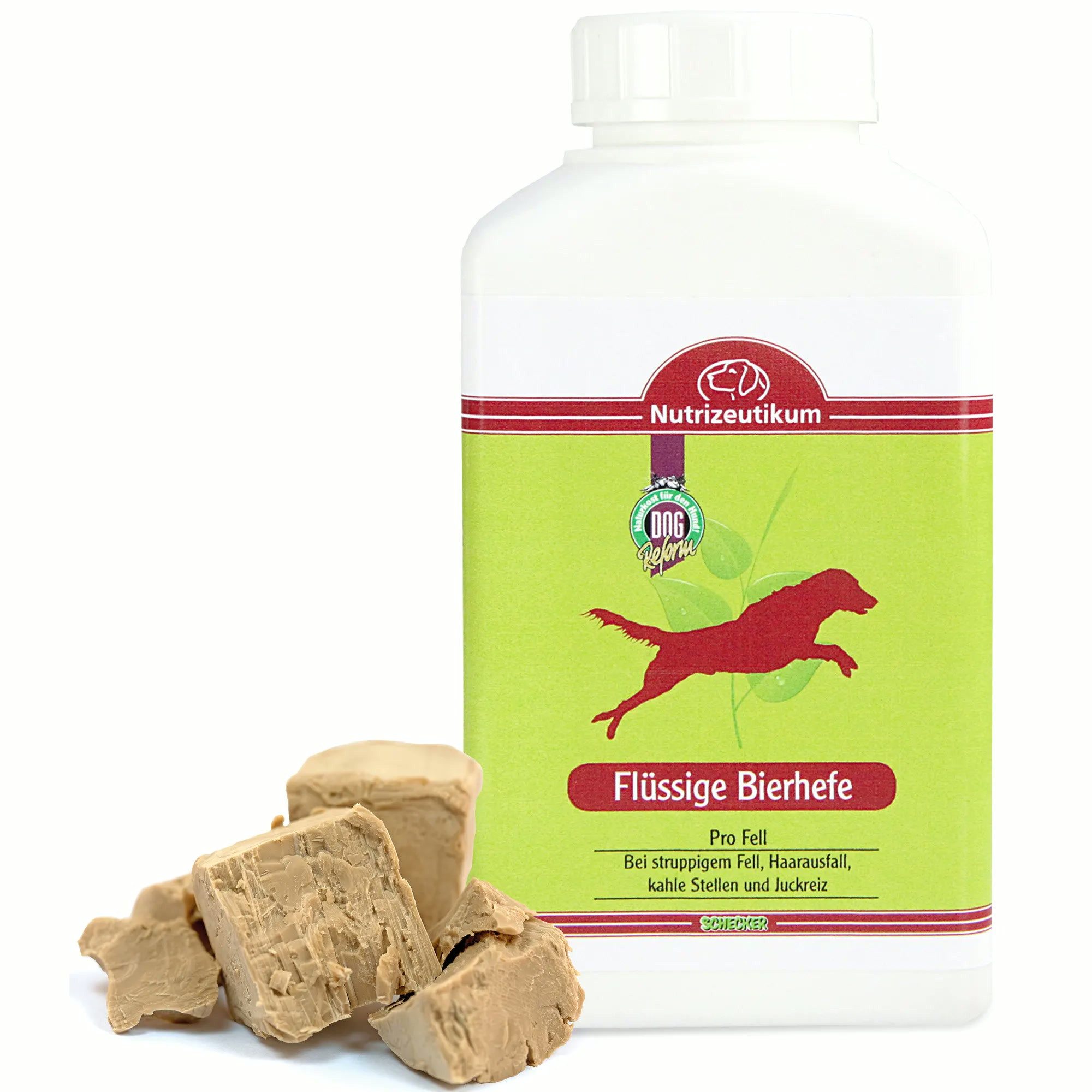 Schecker Flüssige Bierhefe - Struppiges Fell, Haarausfall und Juckreiz, Nahrungsergänzungsmittel für: Hunde, Mit nutrizeutische Zutaten