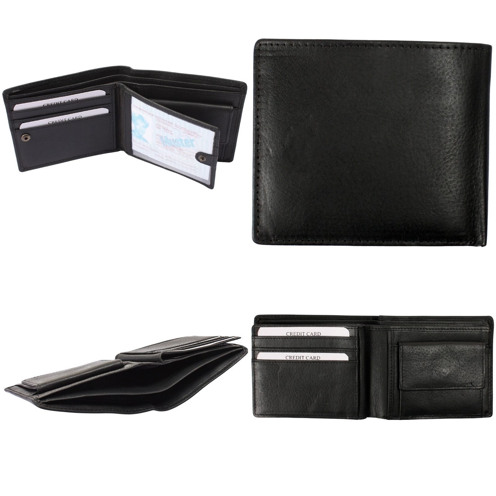 LECONI Geldbörse kompaktes Portemonnaie Herren Kartenetui RFID Portmonee Leder LE9034, 6 Kartensteckfächer, großes Münzfach + Ausweisfach, 11x9,5x2cm