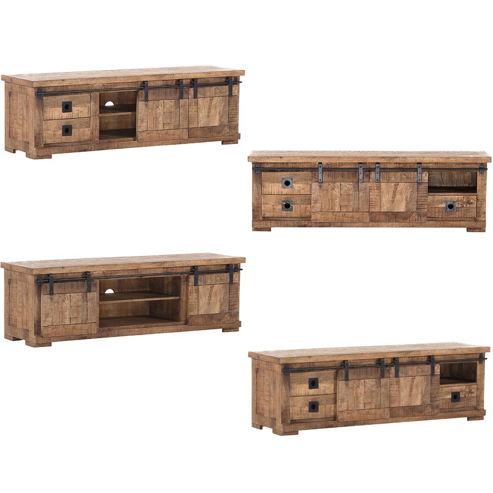 Lomadox Lowboard KARLSTAD-123, Wohnzimmer TV Lowboard in Mangoholz natur massiv, B/H/T 160/50/47 cm