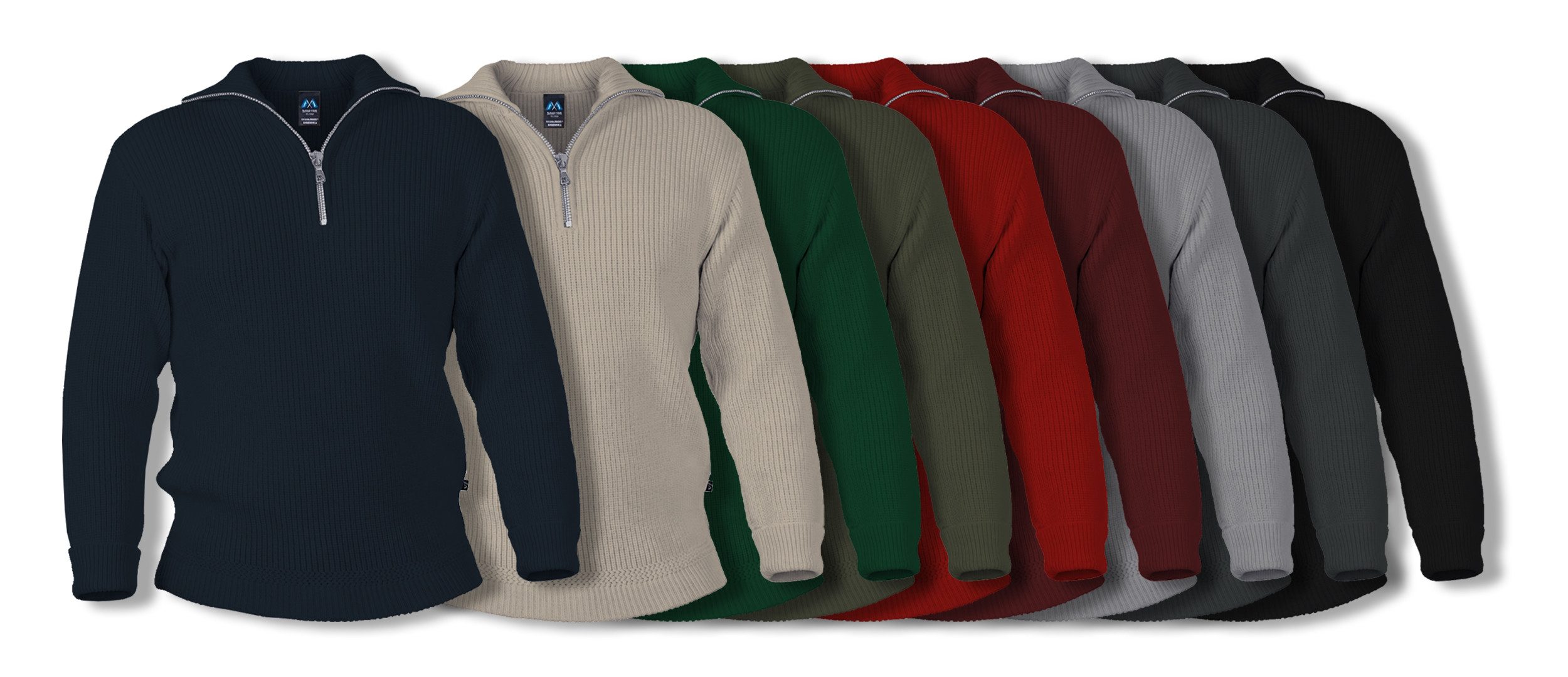 Blauer Peter Troyer aus Schurwolle mit Metall-Reißverschluß