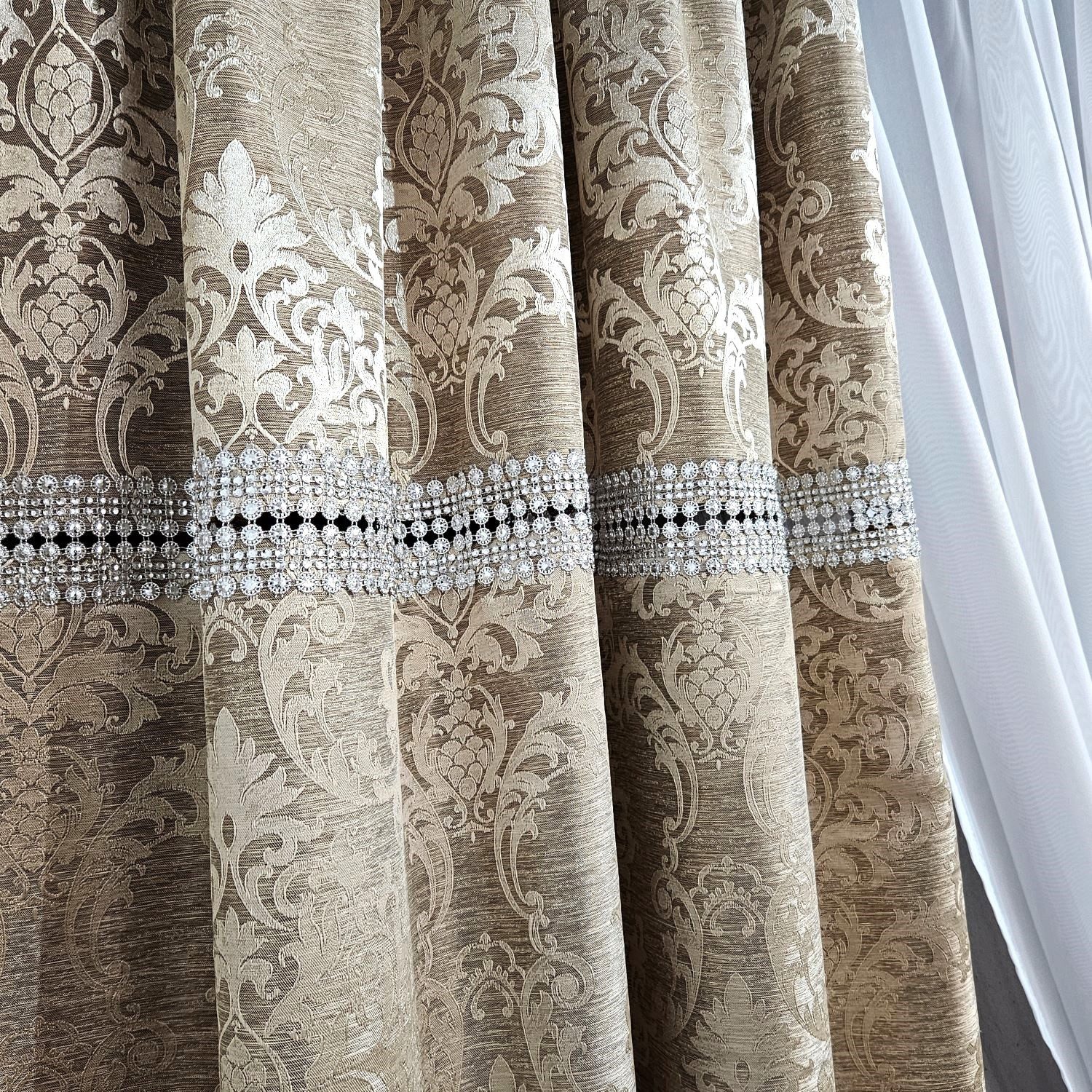 Gardinen by Justyna Verdunkelungsvorhang Vorhang Schal Set Gold Beige, Kräuselband, Lichtschutz, Blickdicht,Verdunkelung,Verdunkelt,Kräuselband,Store