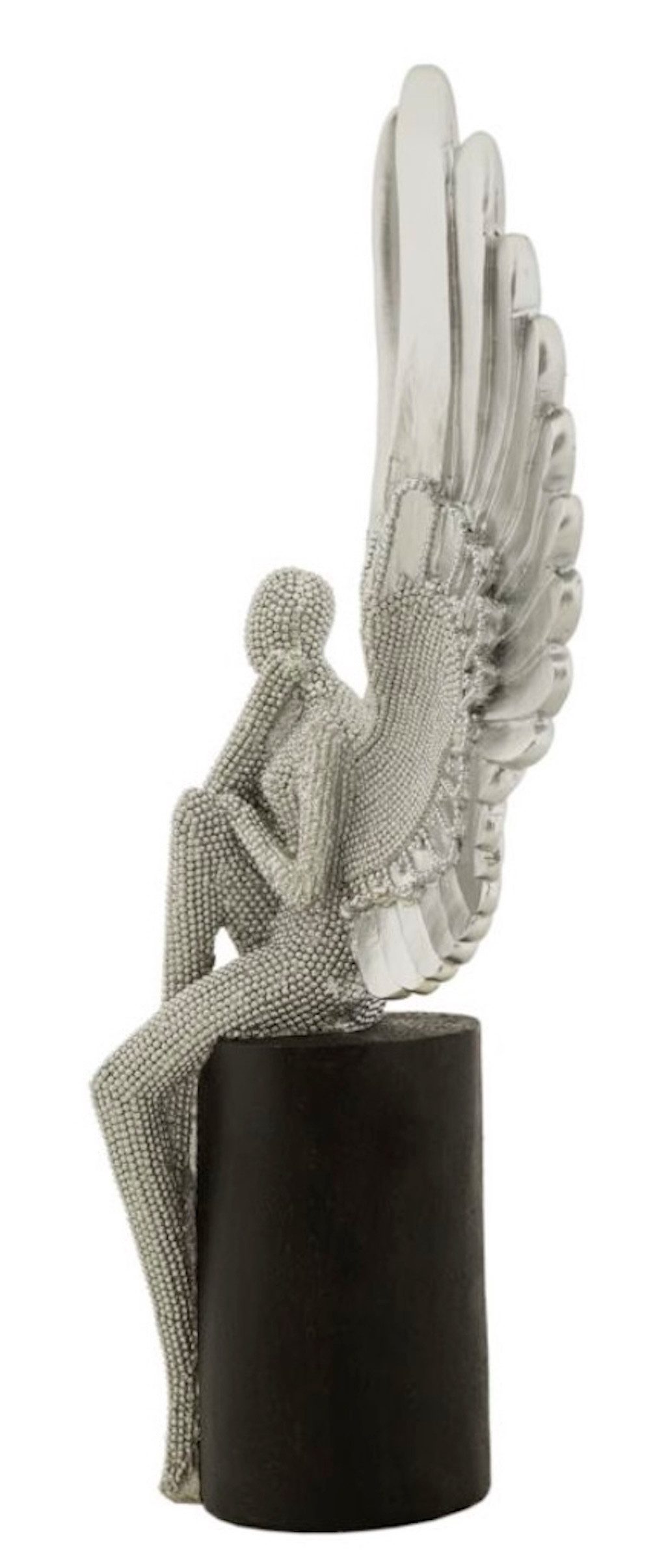 MF Dekofigur Engel Skulptur Sparky mit Flügeln silberfarben 34 cm (1 St) – Bild 4 von 5