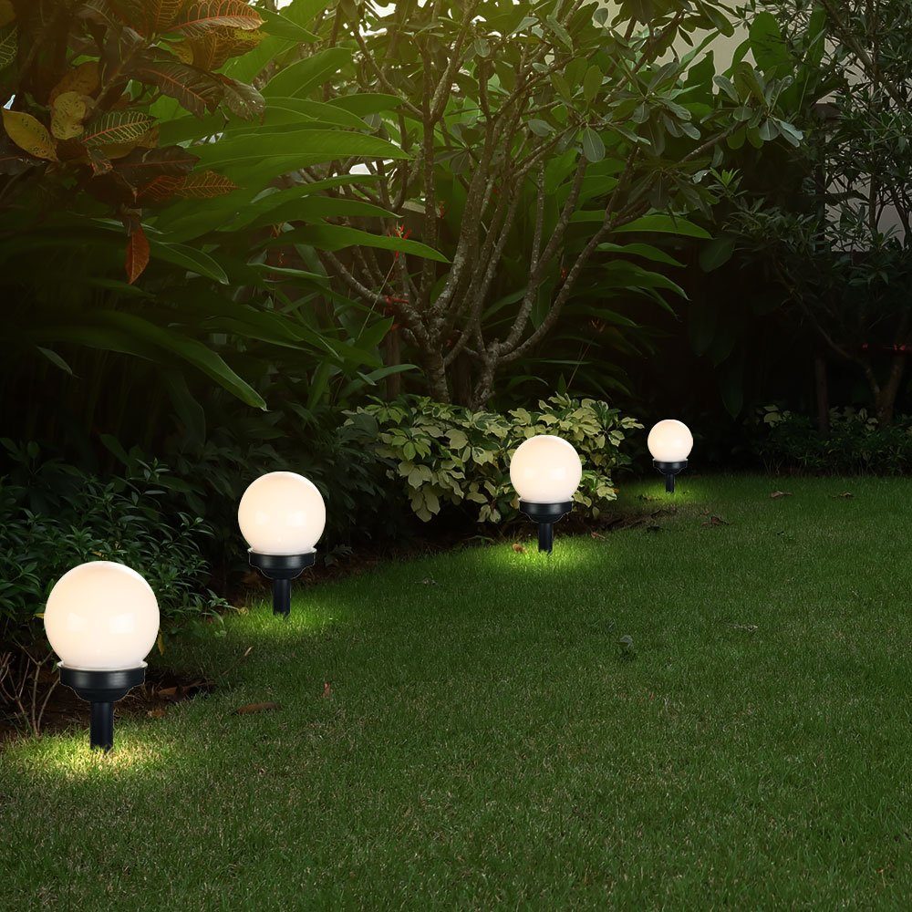 etc-shop LED Gartenleuchte, LED-Leuchtmittel fest LED Lampen 10er Solar verbaut, Spieß Erd Set Warmweiß, Kugel Außen Design Steck