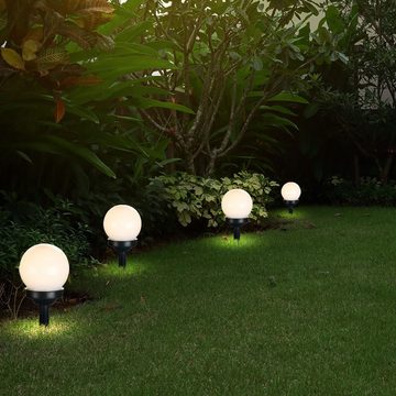 etc-shop LED Gartenleuchte, LED-Leuchtmittel fest verbaut, Warmweiß, 10er Set LED Außen Solar Lampen Kugel Design Erd Spieß Steck