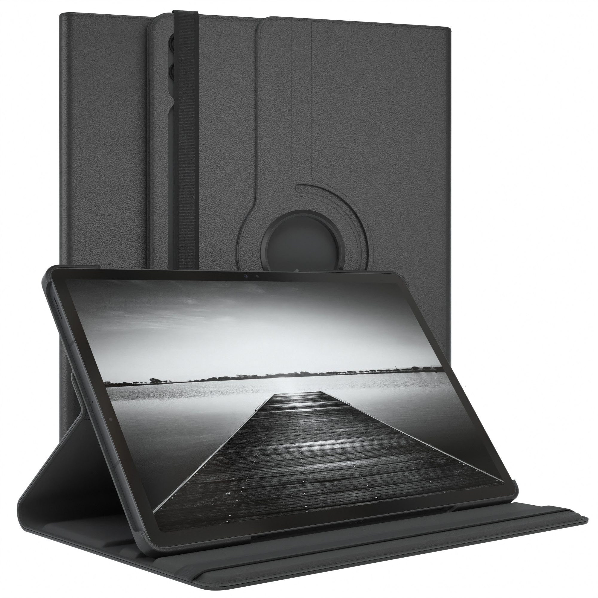 EAZY CASE Tablet-Hülle Rotation Case für Galaxy Tab S9 FE+ Rotationcase 12,4 Zoll, Hülle 360° drehbar mit Standfunktion Etui Anti-Kratz Tasche Schwarz