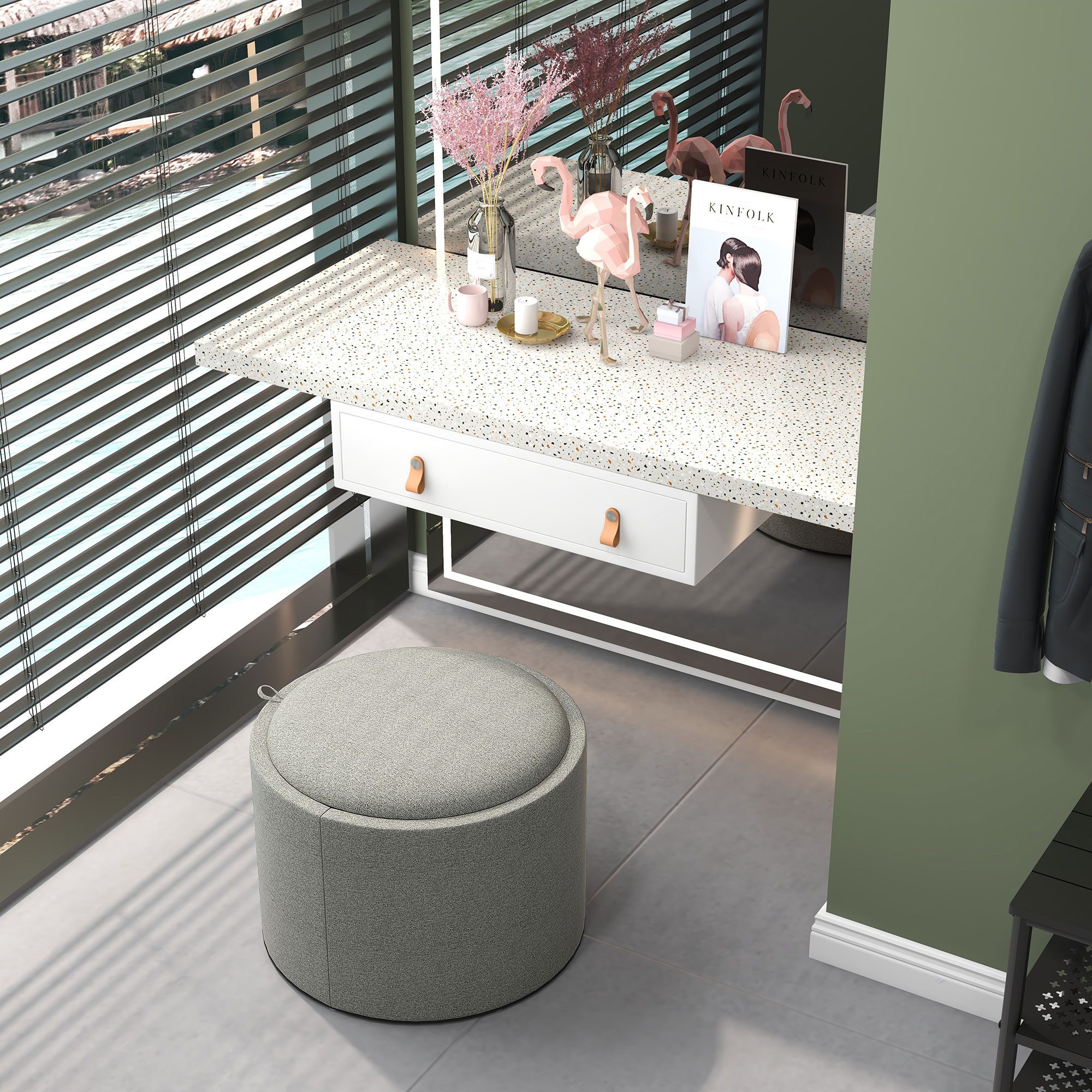 MC Star Sitzhocker Ottomane Runder Polsterhocker mit Stauraum und Klappdeck günstig online kaufen