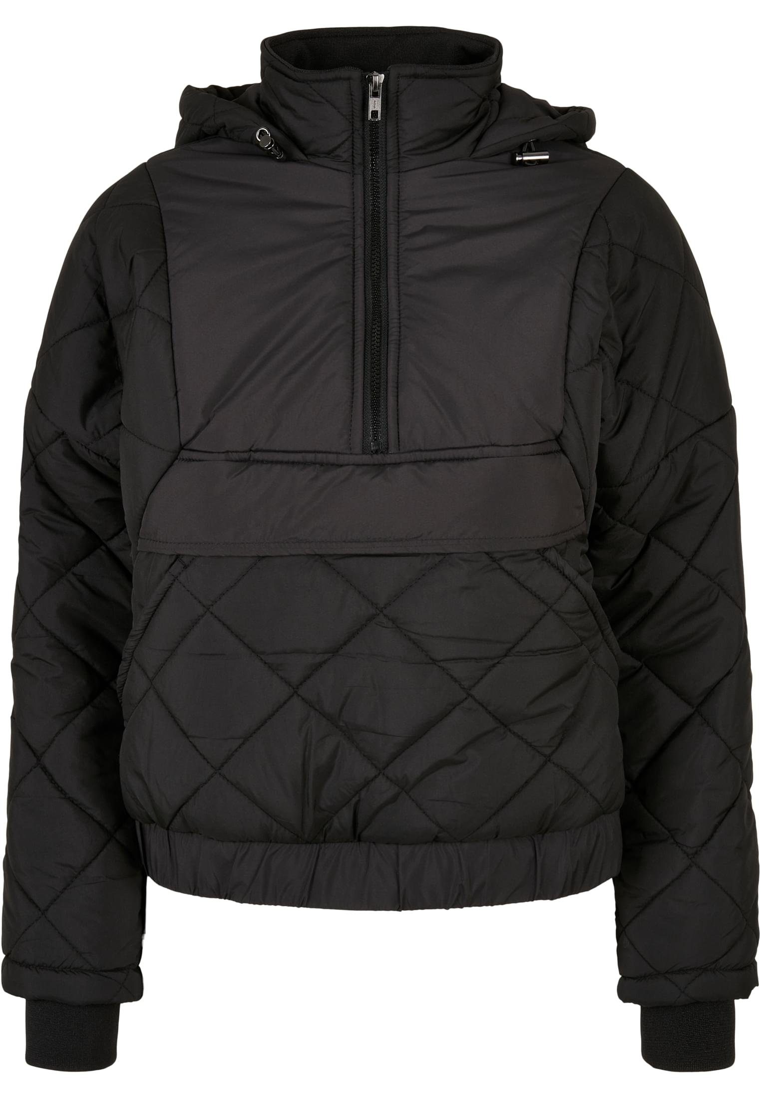 URBAN CLASSICS Winterjacke Damen (1-St) Oversized Pull Over black Ladies Diamond Quilted Jacket