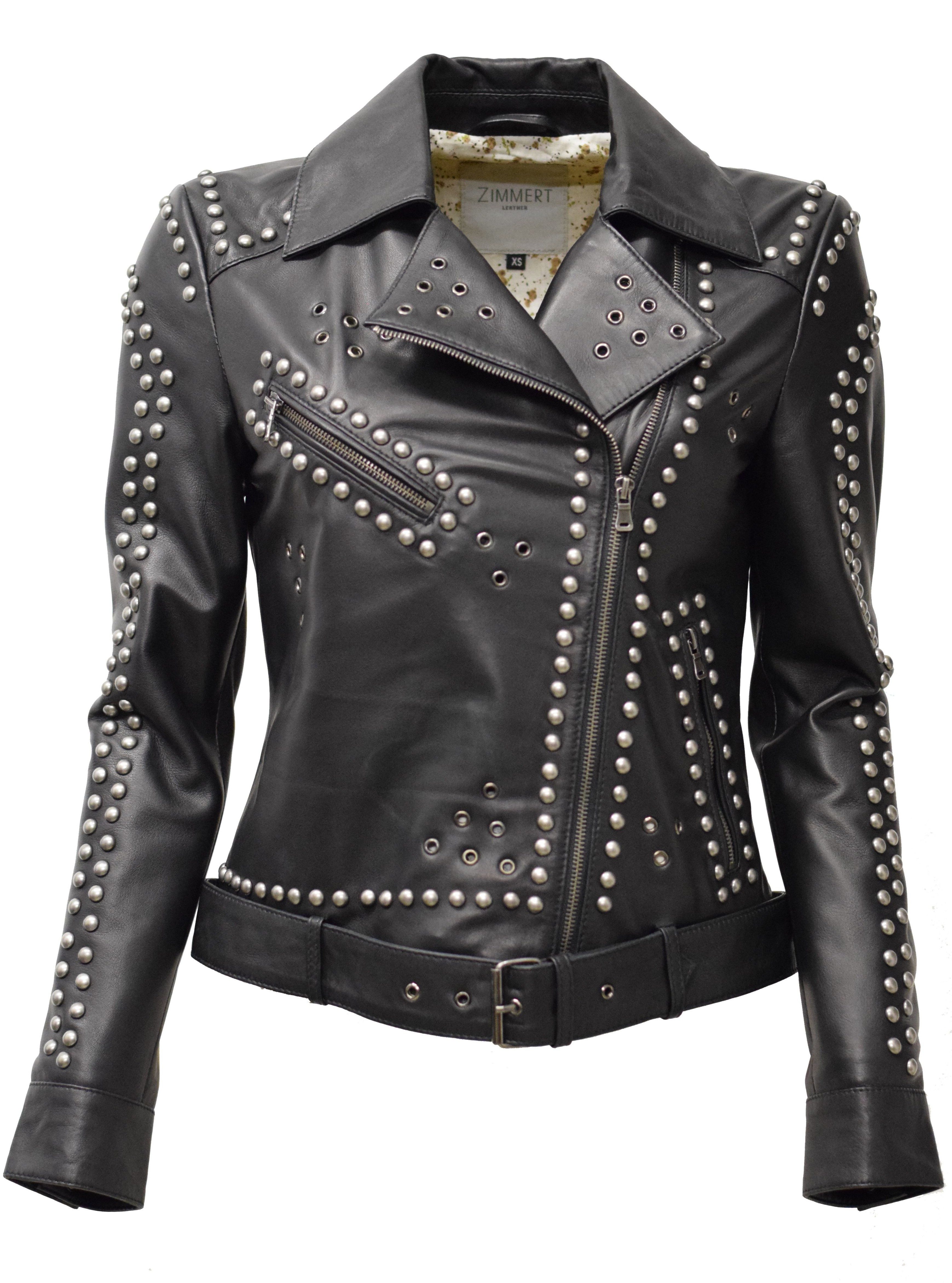 Zimmert Leather Lederjacke Nika Nieten, Biker, Schwarz günstig online kaufen