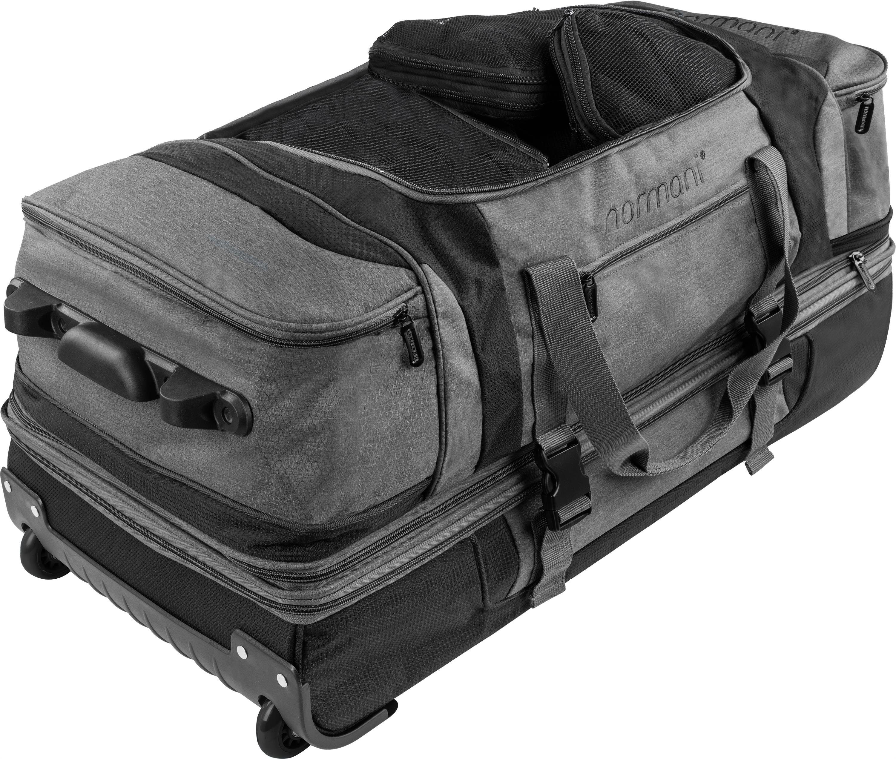 normani Reisetasche von L Reisetrolley Kleidertaschen, Grau/Schwarz mit Reisetrolley 150 auf 120 120-150 Liter erweiterbar XXL