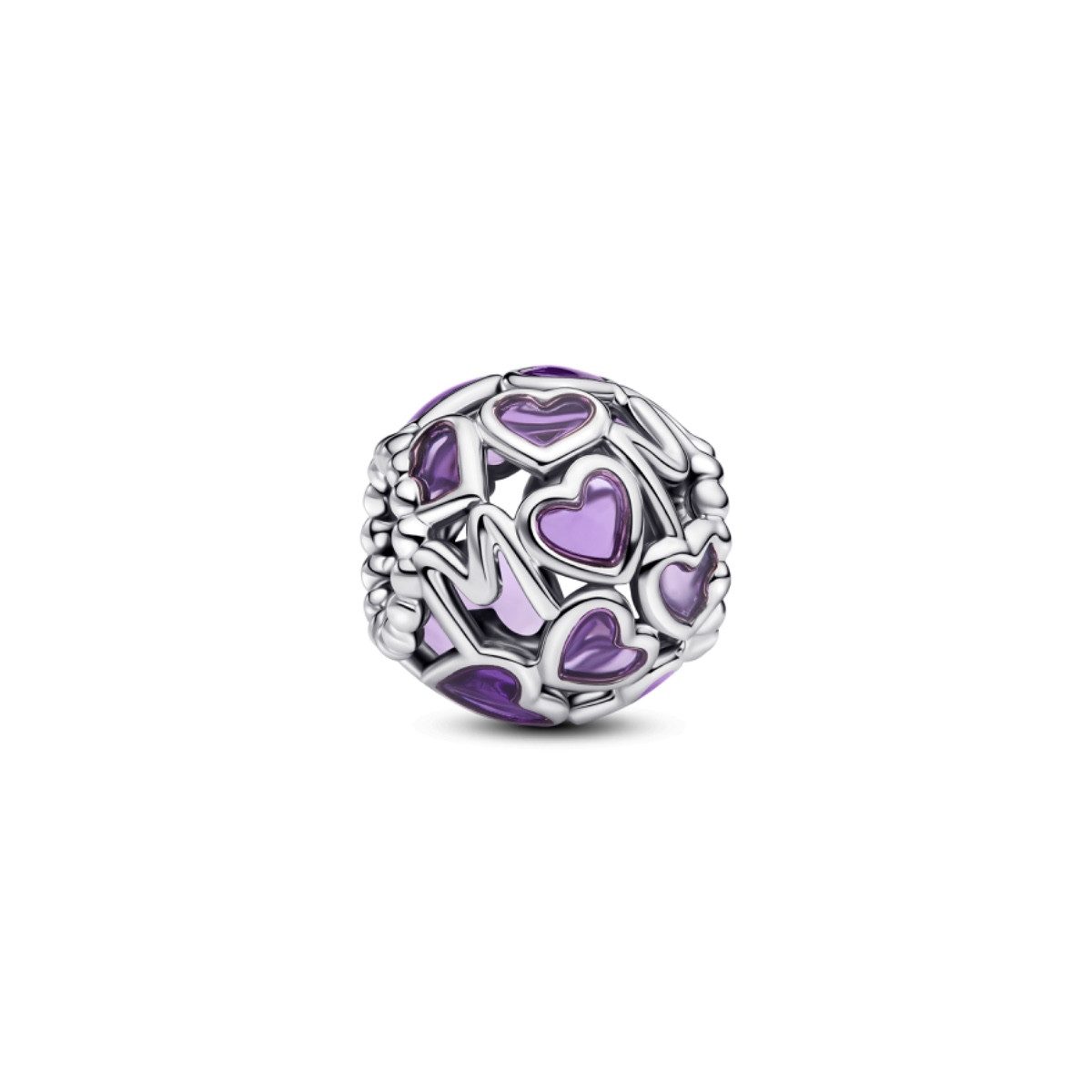Pandora Charm-Einhänger Pandora Charm Damen Herzen Mum Lila Emaille Sterling-Silber 793772C01
