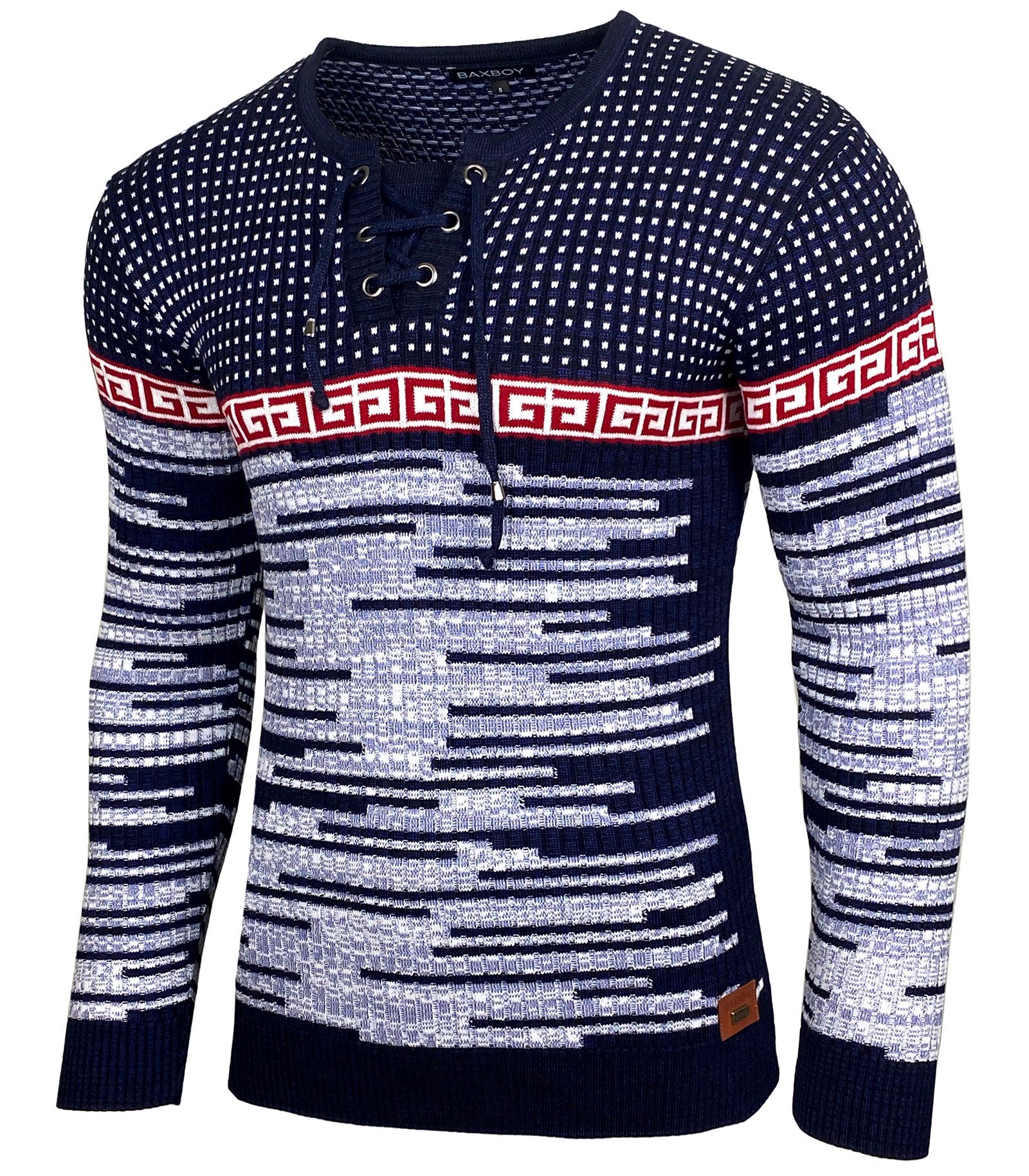 Baxboy Strickpullover BAXBOY Herren stylischer Rundhals Strick-Pullover B-5 günstig online kaufen