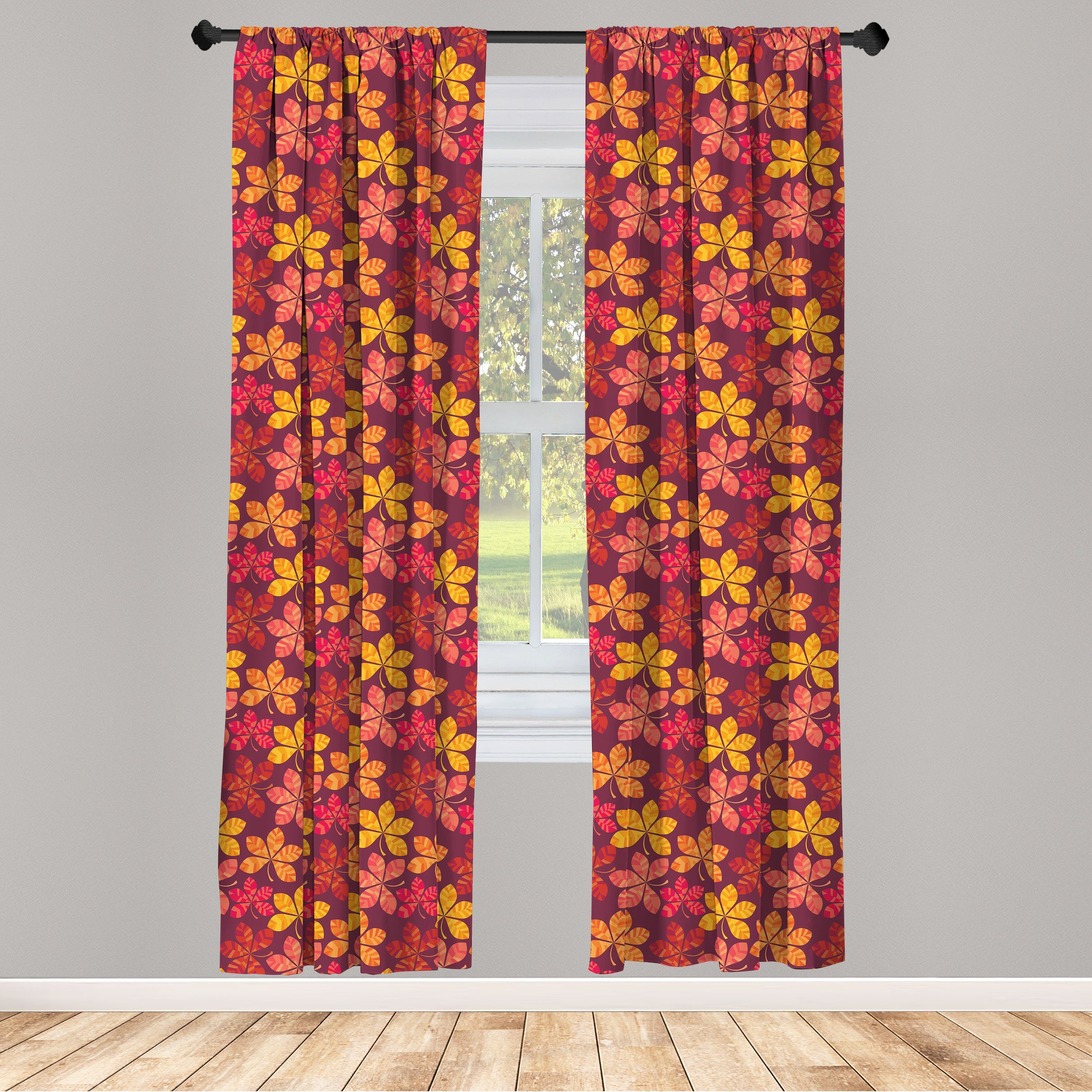 Gardine Vorhang für Wohnzimmer Schlafzimmer Dekor, Abakuhaus, Microfaser, Herbst Bunte Blooming Fall Flora