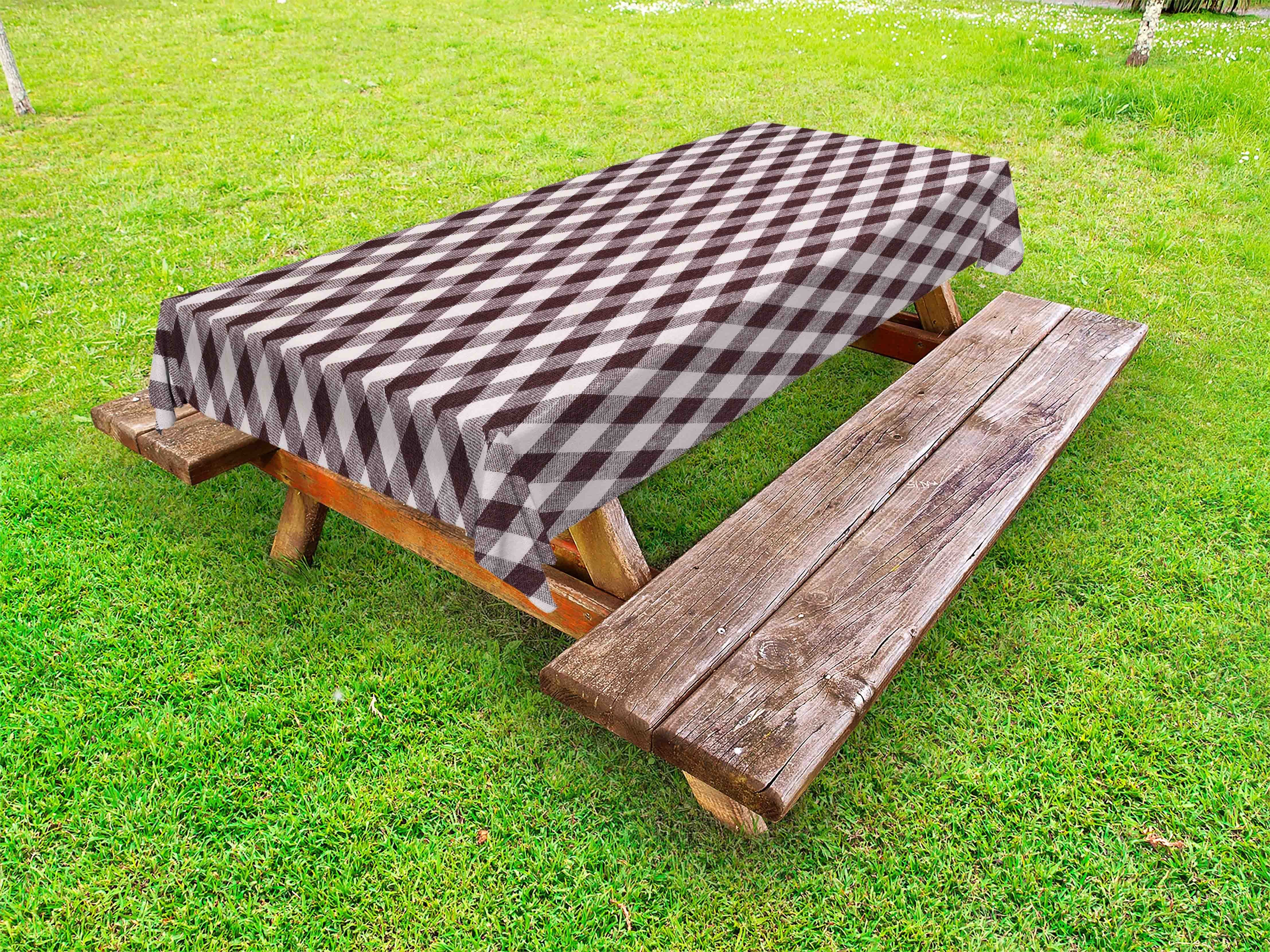 Tartan-Layout Scottish Abakuhaus Picknick-Tischdecke, dekorative waschbare Tischdecke Brown Plaid