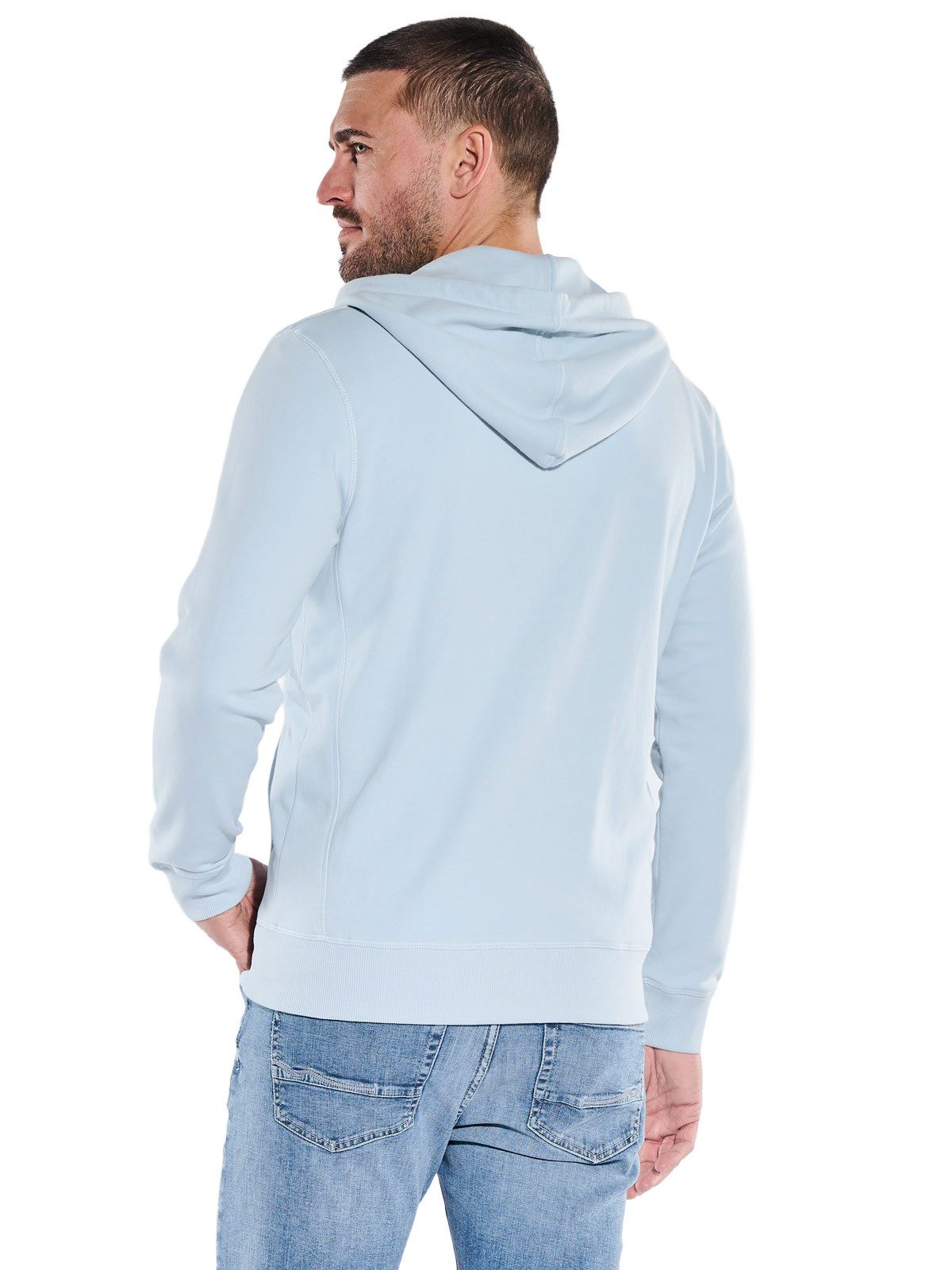 emilio adani Kapuzensweatjacke Herren Sportive Sweatjacke mit Kapuze, Hellblau