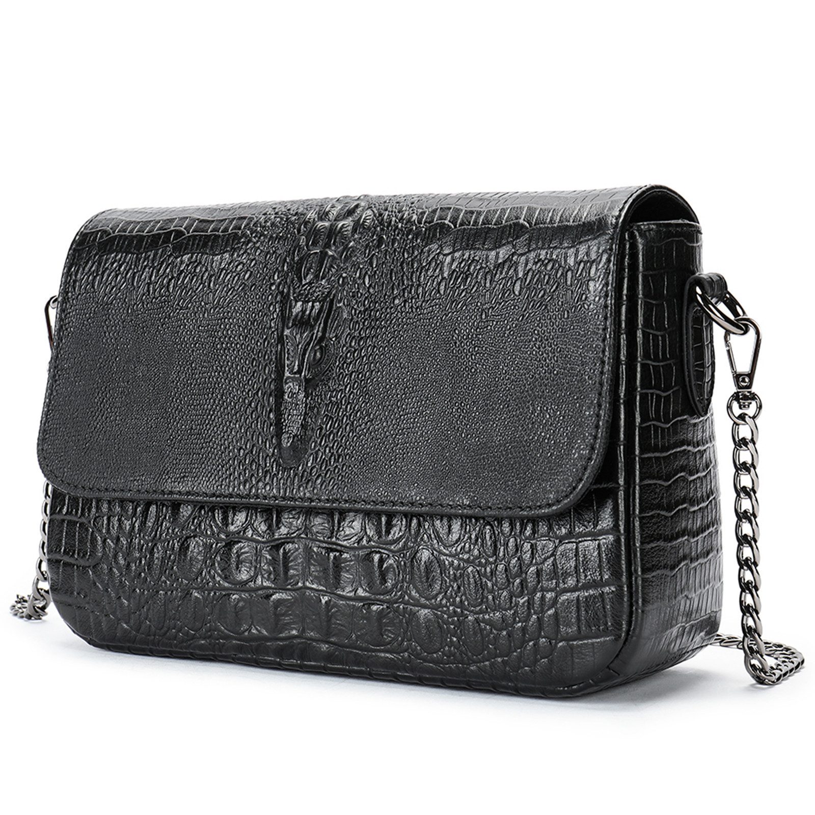 Schultertasche Damen Leder Umhängetasche Prägung Schultertasche mit Kettenriemen