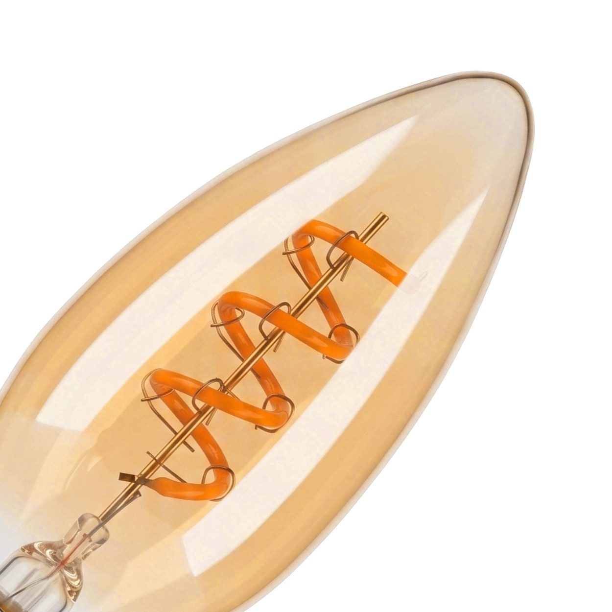 hofstein LED-Leuchtmittel 4er Set Glühbirne Extra Warmweiß dimmbar 4 Watt, E14, 2200 Kelvin, 220 Lumen, Kerze, Filament Spirale, Amber – Bild 5 von 5