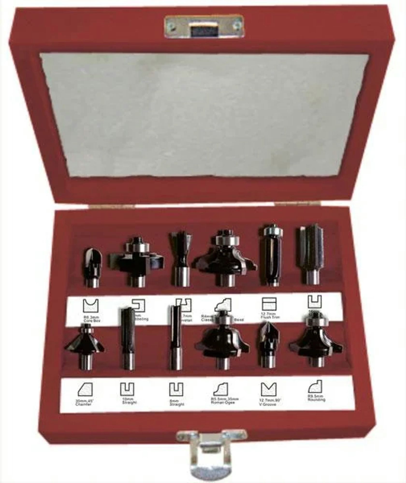Westfalia Werkzeug Fräser-Set Fräser Satz mit 3 Schneidflächen, 12-teilig, Schaftlänge 42 mm