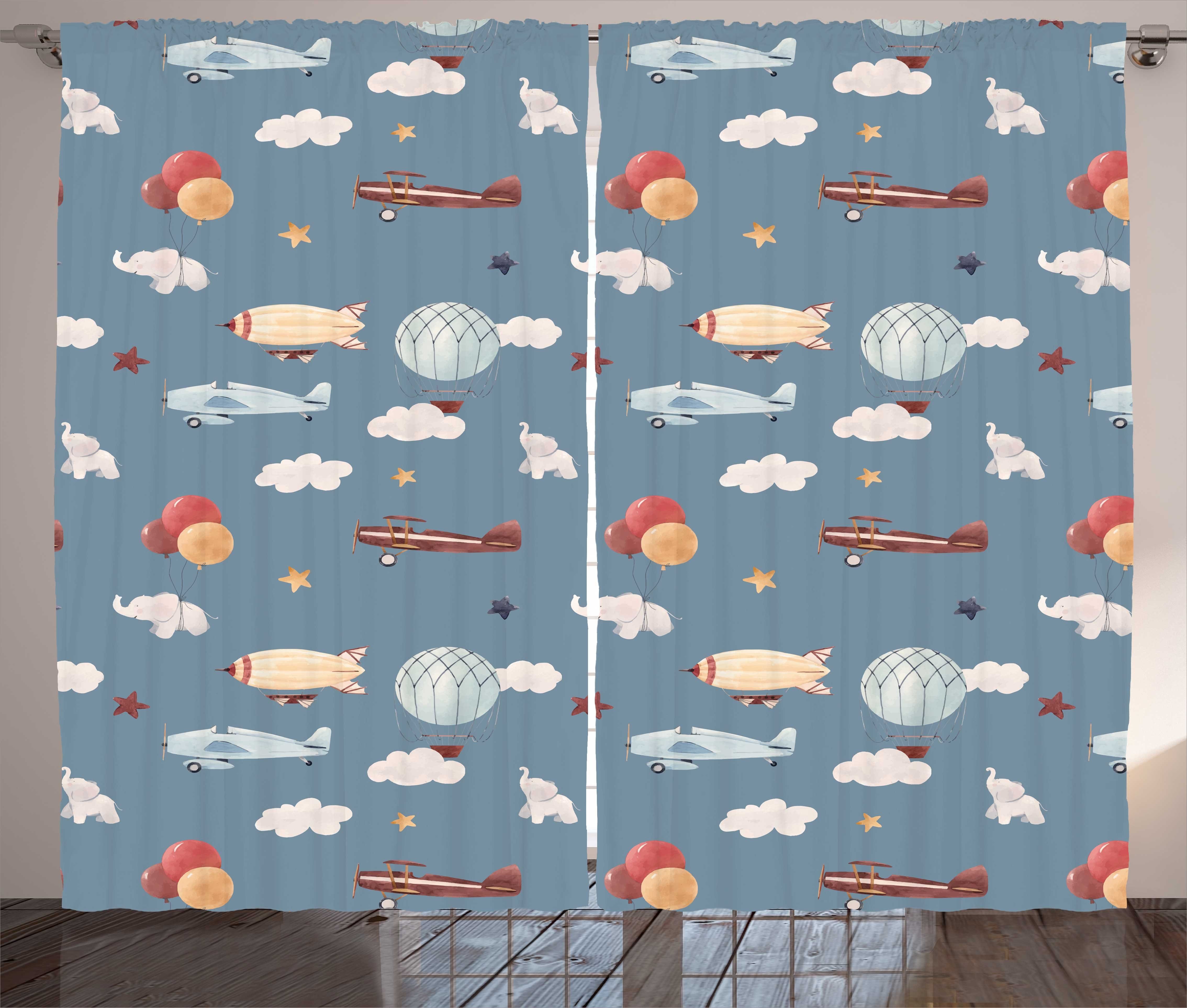 Gardine Schlafzimmer Kräuselband Vorhang Kindergarten Wolken Schlaufen Baby-Elefant Abakuhaus, Haken, mit Kunst und