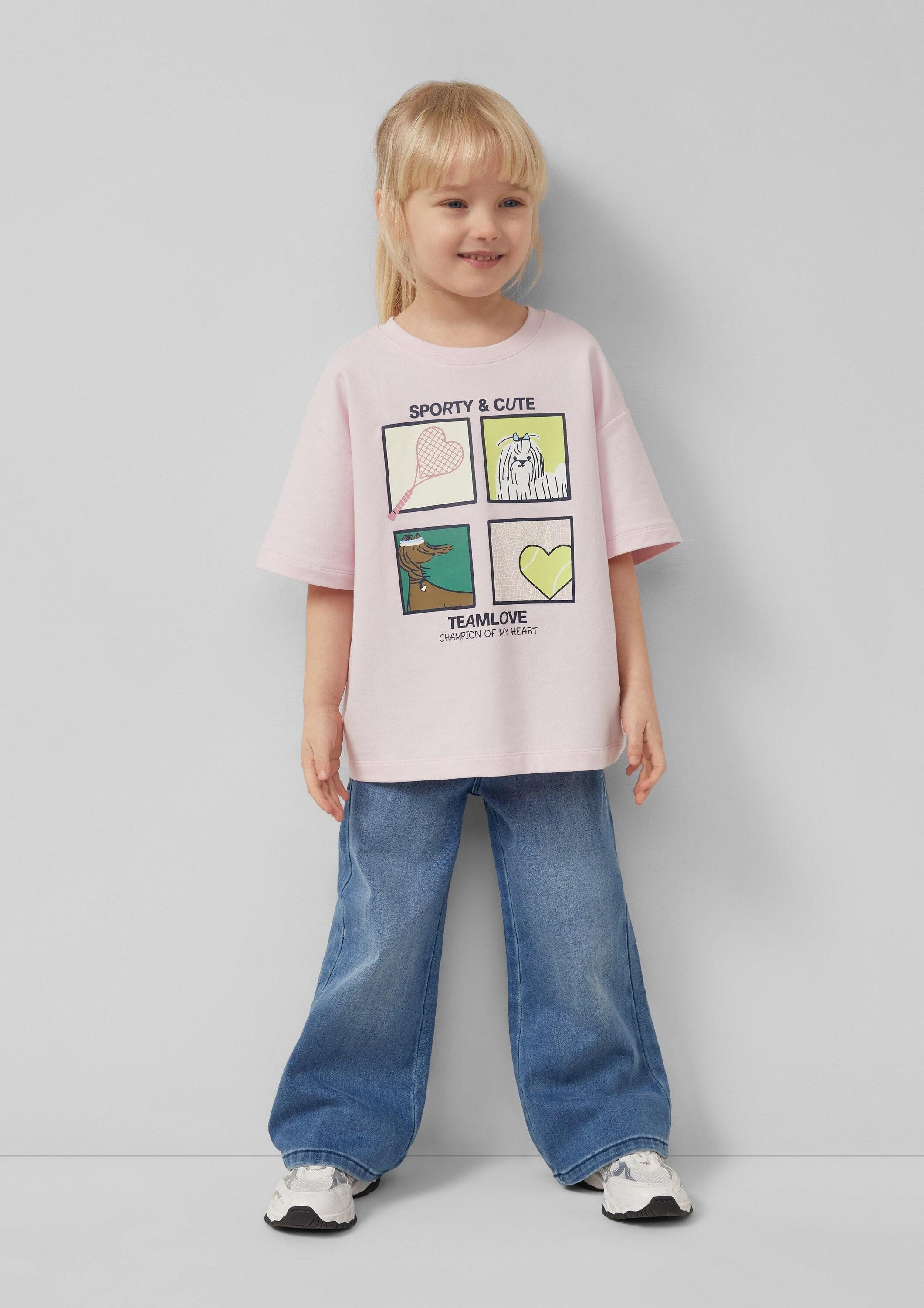 s.Oliver Kurzarmshirt T-Shirt Oversize-T-Shirt aus leichter Sweatware mit Frontprint