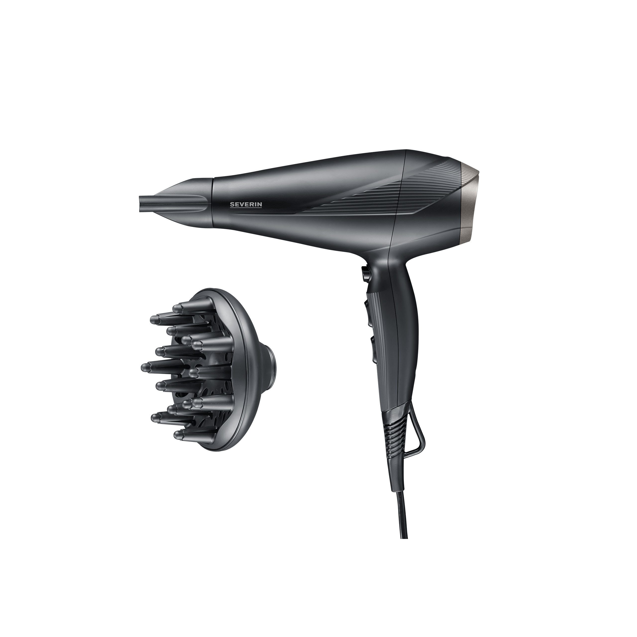 Severin Haartrockner HT 0167, Föhn mit Ionen-Technologie, Diffusor, Anti-Frizz, 3 Temperaturstufen