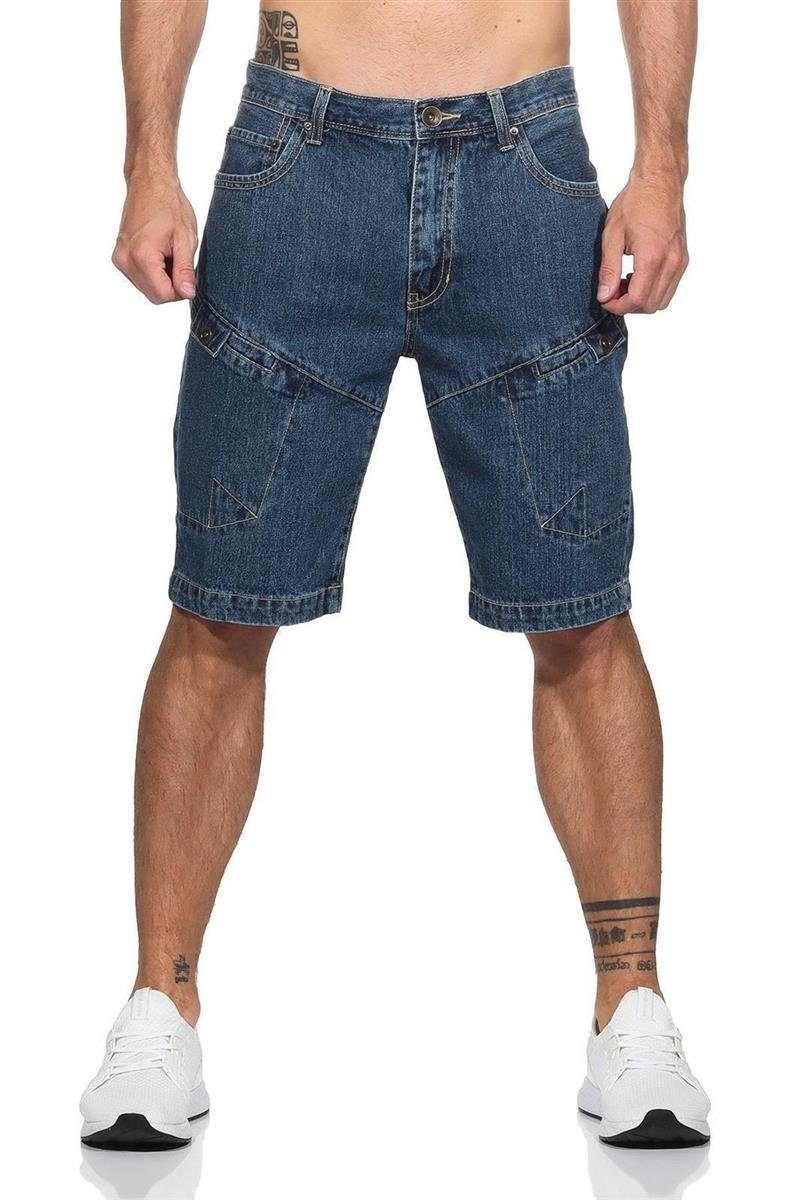 EloModa Regular-fit-Jeans Herren 3/4 kurze-Hose Jeans Short Bermuda Capri; 32 34 36 38 40 42 (1-tlg) Blau-Dunkel