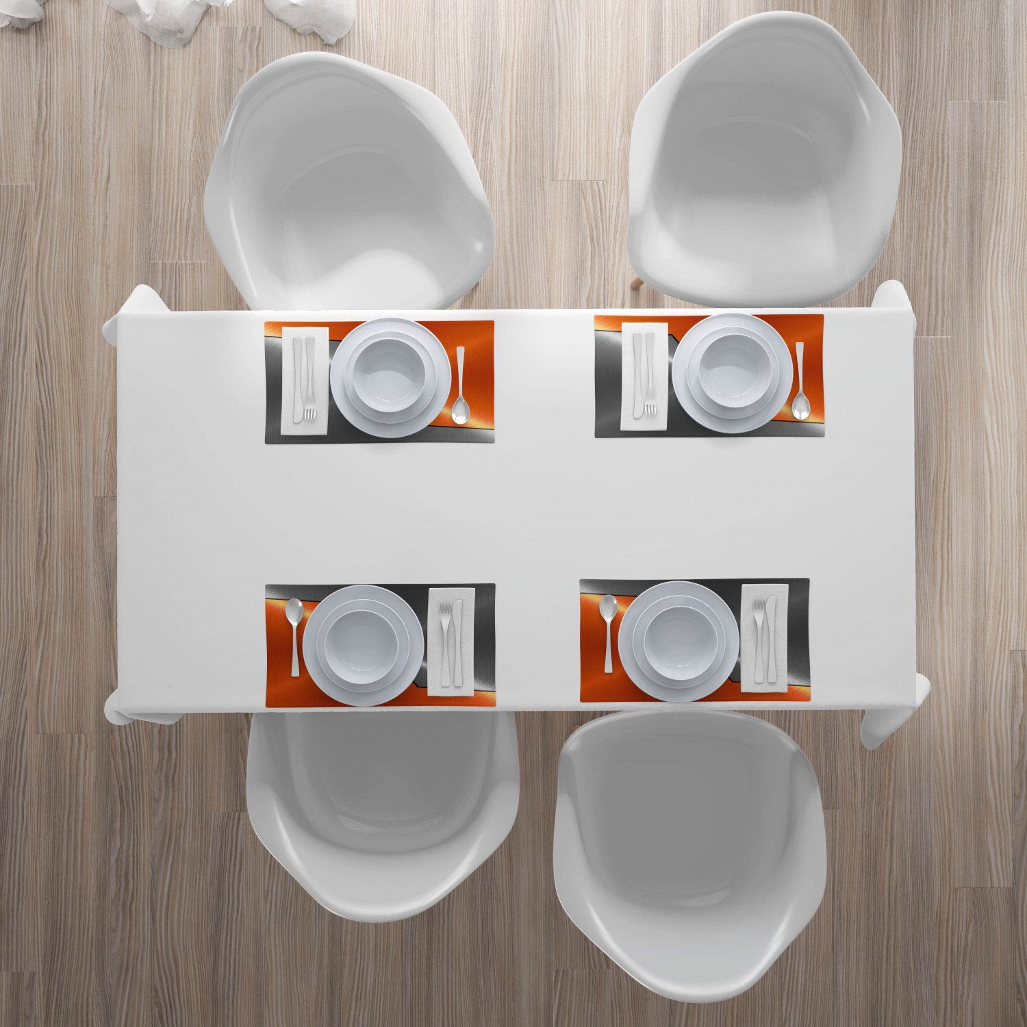 4x), Tischdekorations Grau Küche Orange aus Teilig-St., (4-teilig, Digitaldruck, 4 Maschinen Abakuhaus, Waschbare Esszimmer Moderne Set Platzset, Stoff 3D