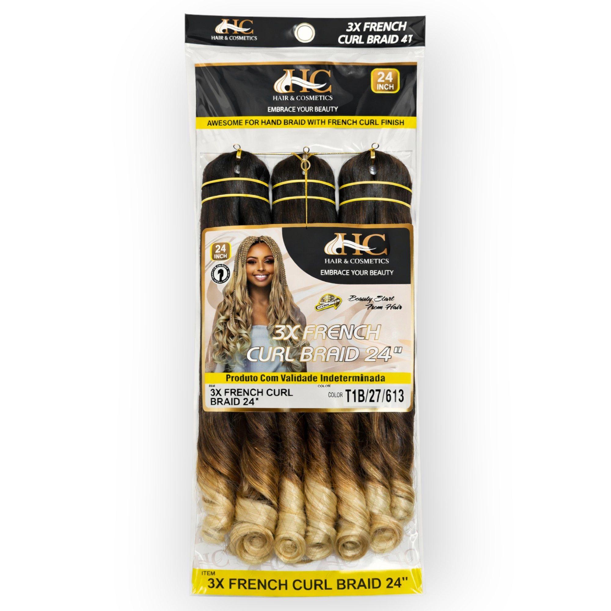 HC Kunsthaar-Extension French Curl Crochet Braid 3X, 24 Zoll (60 cm), 250 g, Voluminös, Lockig, Hitzebeständig, Weich, Natürlich, Vielseitig