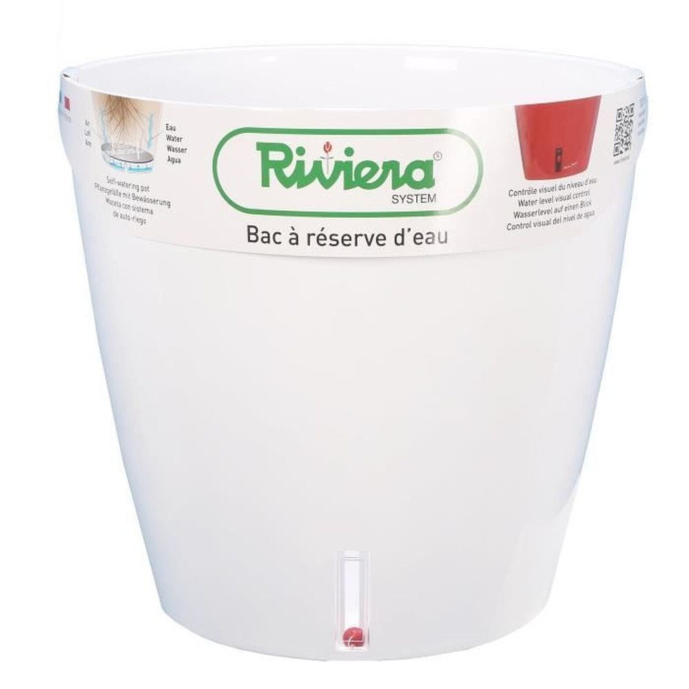 Riviera System Blumentopf RIVIERA Eva Neuer runder Kunststofftopf – Ø 31 cm – 14,5 l – Weiß