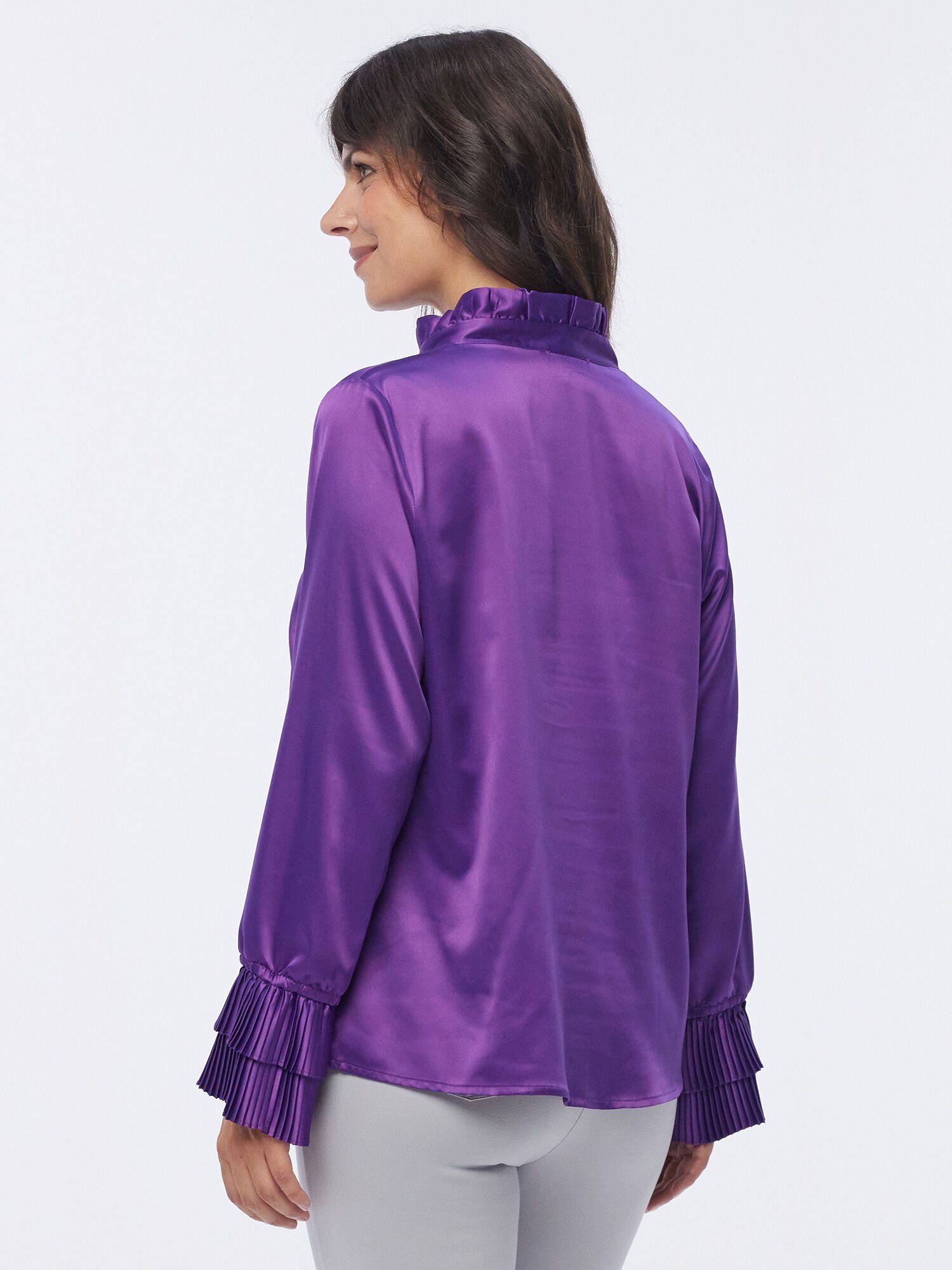 MONACO blue Langarmbluse mit Plisseedetails