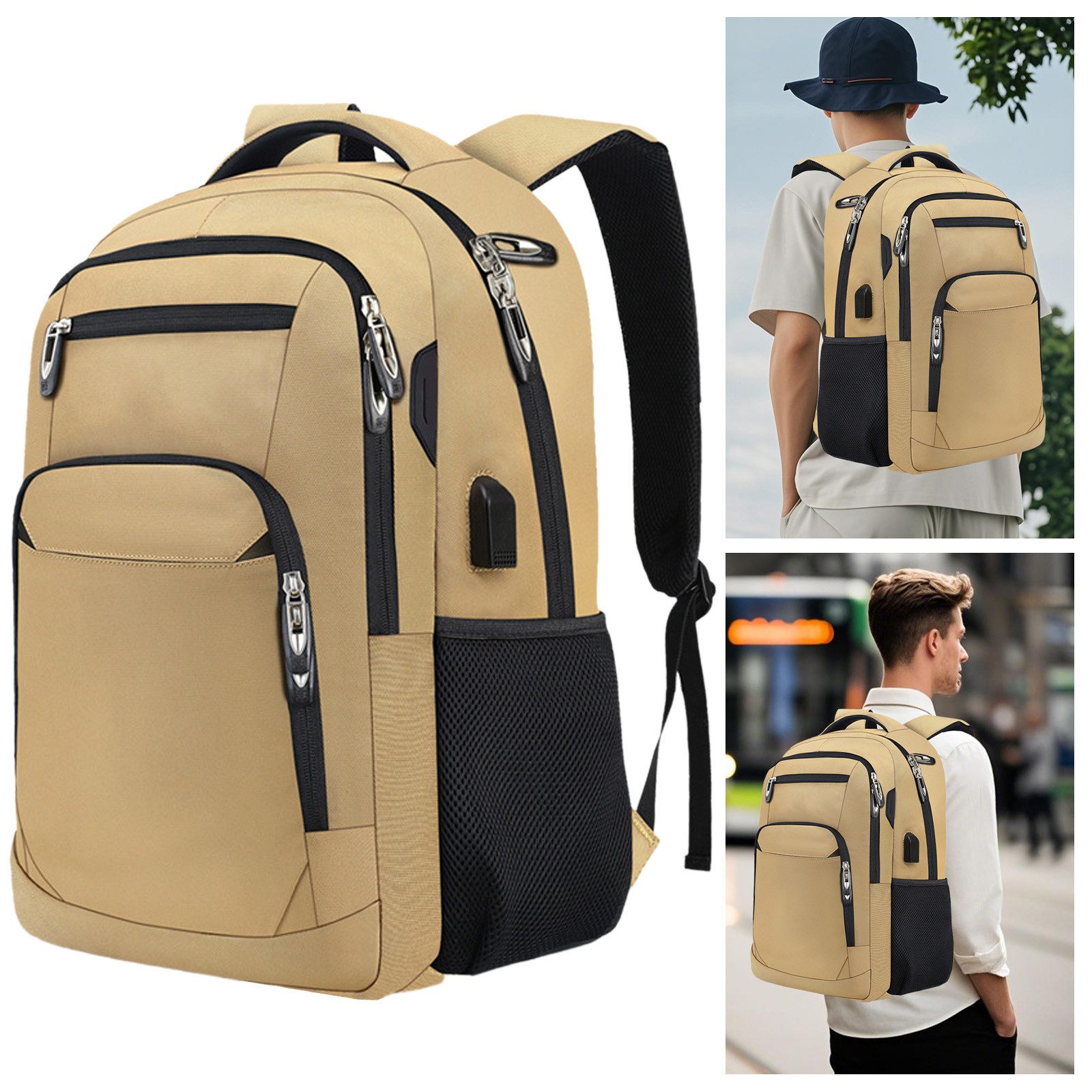 OKWISH Laptoprucksack Laptop Rucksäcke Schulrucksack Wasserbeständig Laptoptasche (Uni Tasche Businessrucksack Sportrucksack, Anti-Diebstahl, Backpack mit Laptopfach, mit USB-Anschluss), Herren Damen Jungen Teenager Arbeit Business Freizeit Reisen