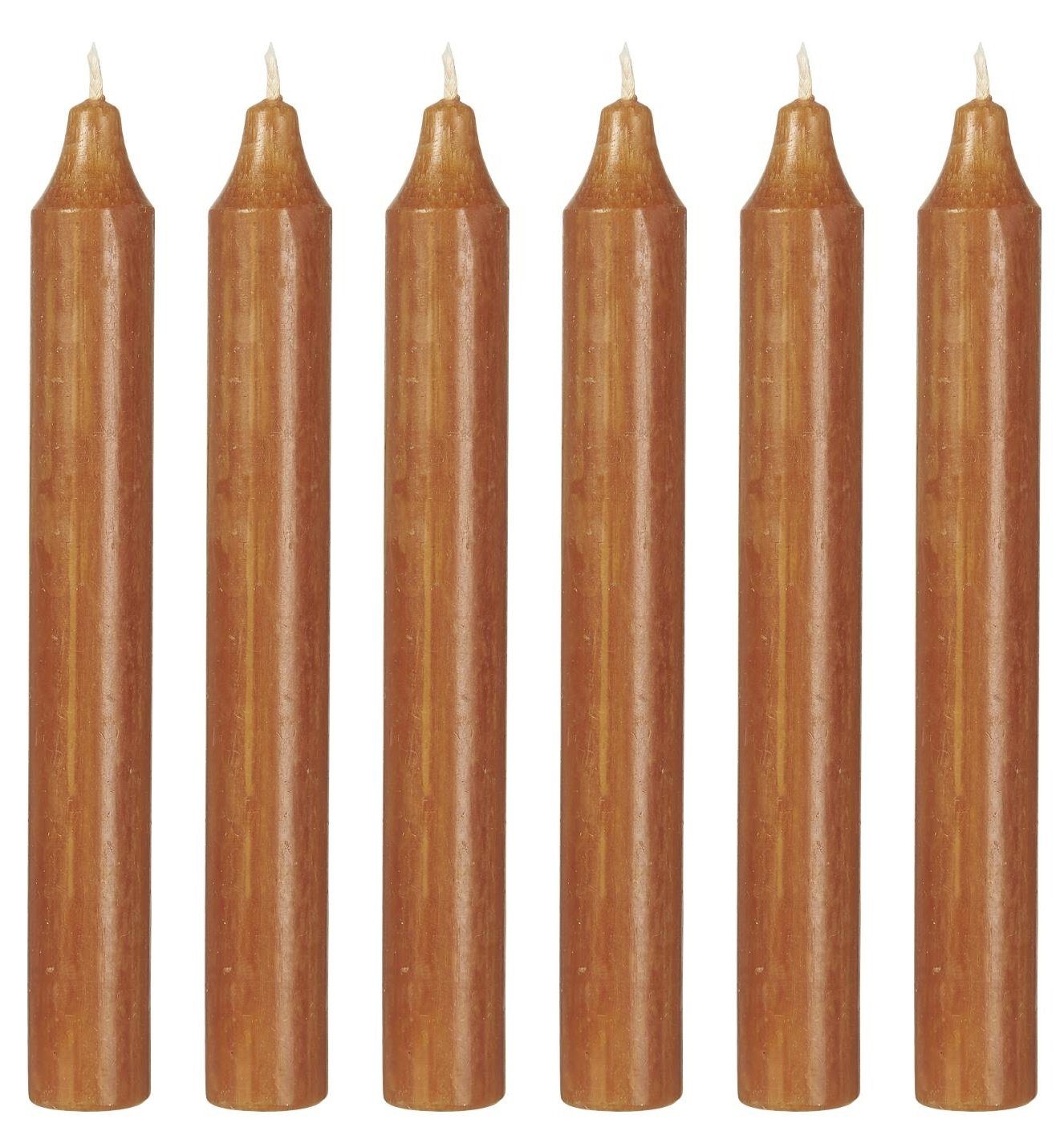 Ib Laursen Kandelaber (SET, 1 St., 1), 6 er Set klassische Stabkerzen in karamell Farben 18 x 2,2 cm