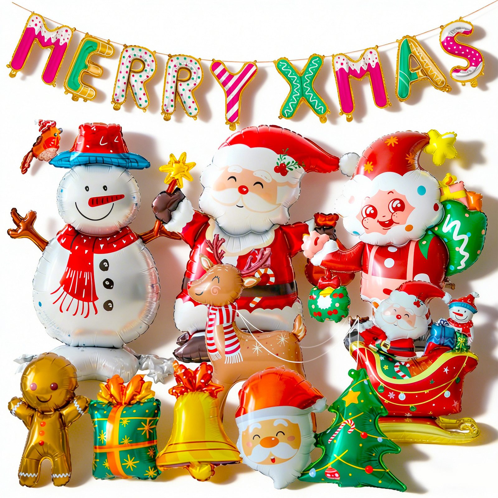 Bundviel Weihnachtsfigur FOLIENBALLONS WEIHNACHTEN-6 Stück Deko Set Advent Weihnachtsmann