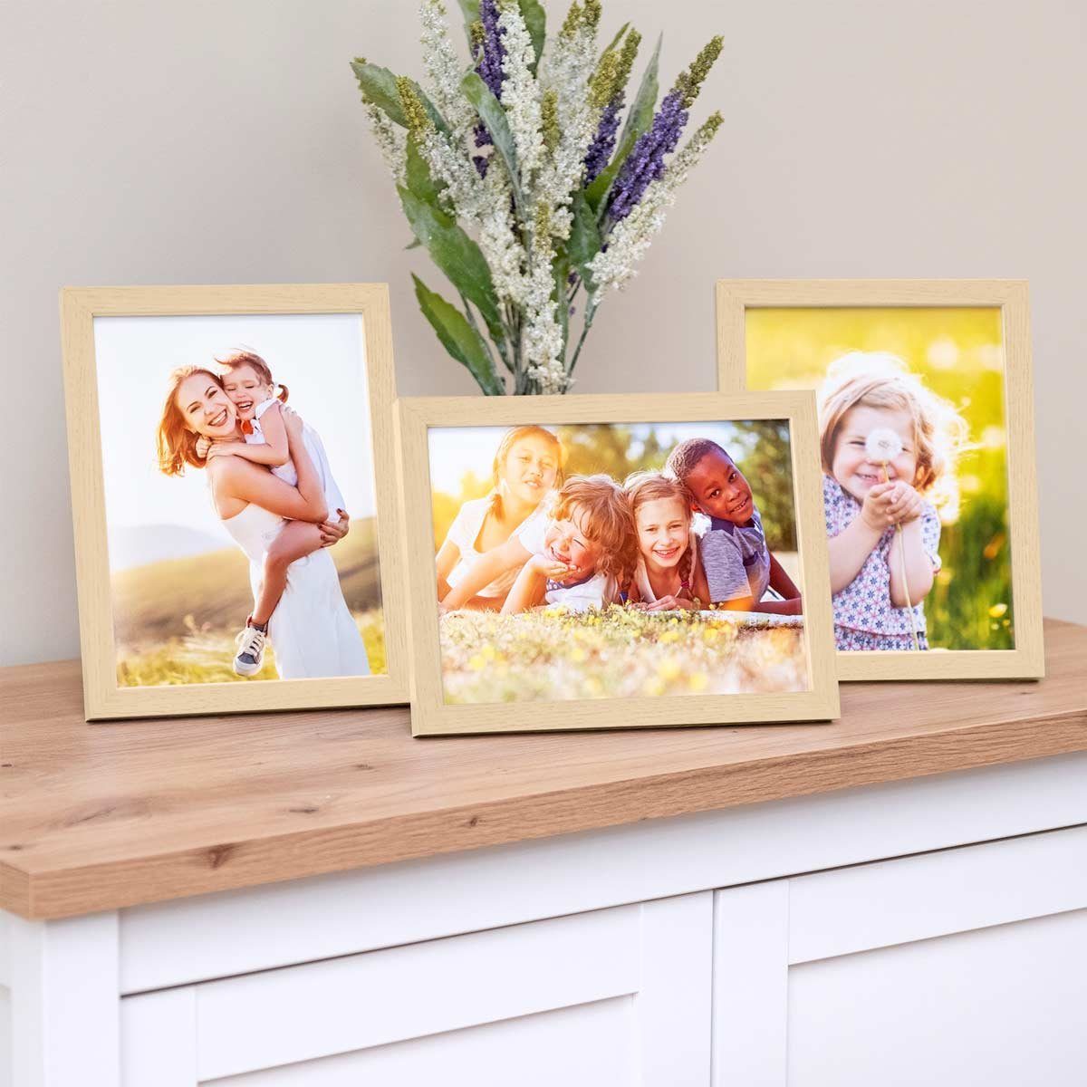PHOTOLINI Bilderrahmen 3er Set modern mit bruchsicherem Acrylglas, Holz MDF, Fotos & Poster, für 3 Bilder (3er Set), Posterrahmen 15x20 cm zum Aufhängen & Aufstellen