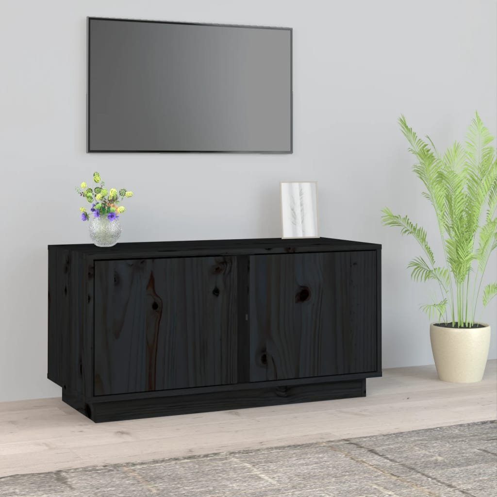 Beliebteste bevorzugte Behandlung vidaXL TV-Schrank TV-Schrank cm Kiefer (1-St) Schwarz 80x35x40,5 Massivholz