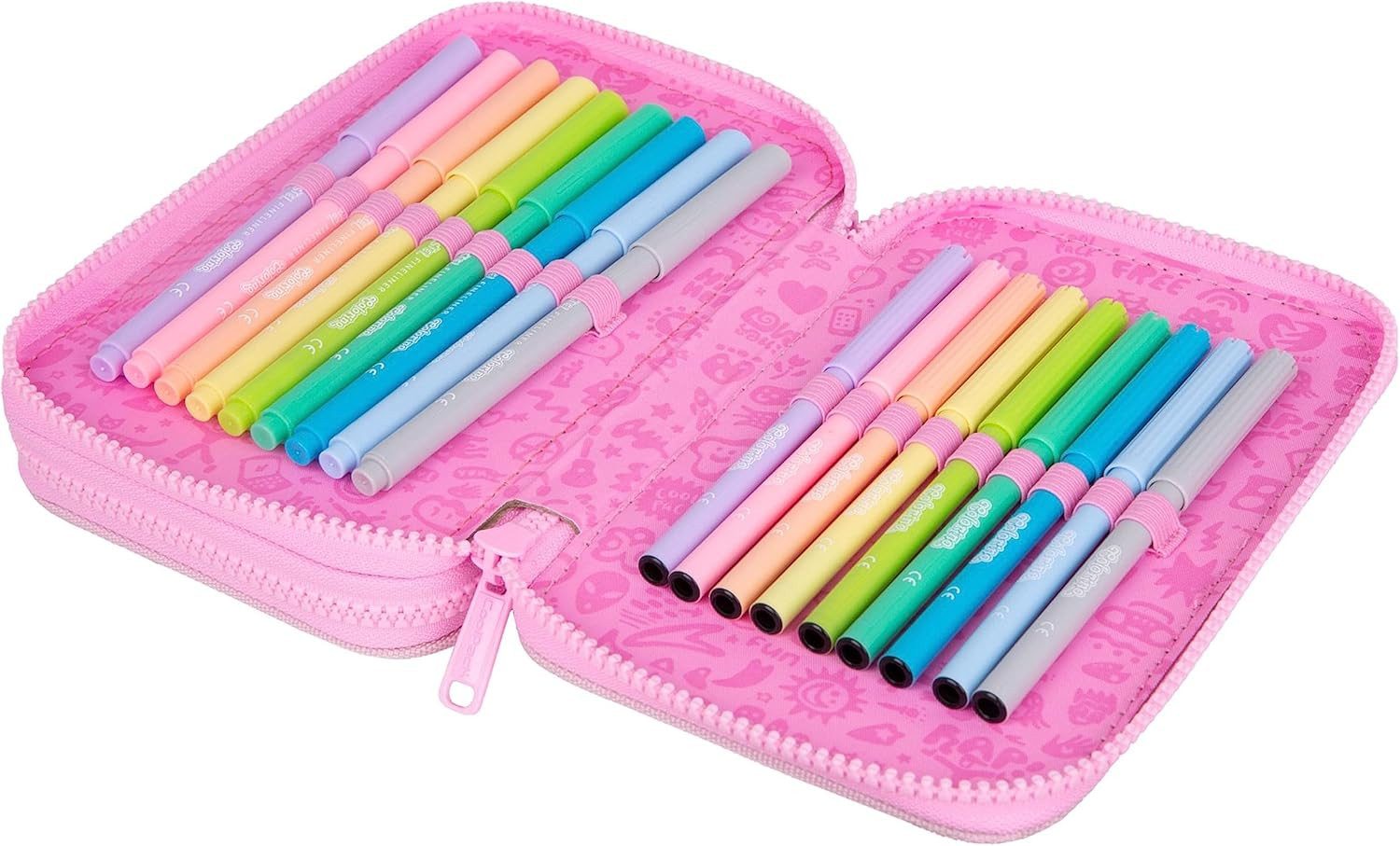 GOLDKIDS Federmäppchen COOLPACK 2-fache Federtasche Federmappe, (34-teilig Schüleretui Stifte und Pinsel, inkl. Aufgabenheft Federbox Etui), Stiftetasche Schlam – Bild 4 von 5