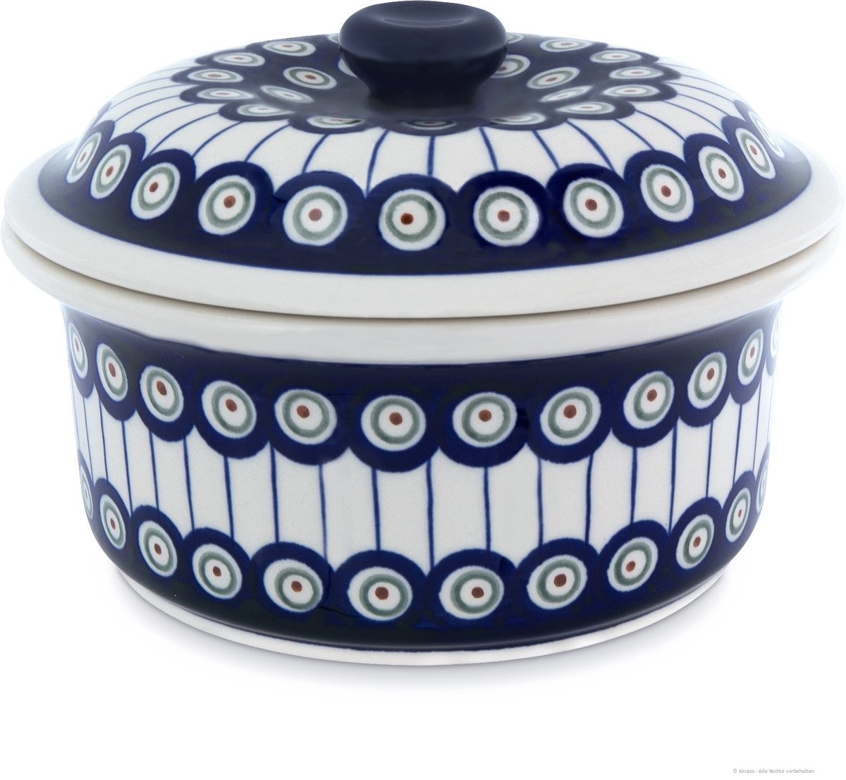 Bunzlauer Keramik Bräter Bunzlauer Keramik 1,2L Bräter mit Deckel Ø20,3cm Dekor 8, Keramik