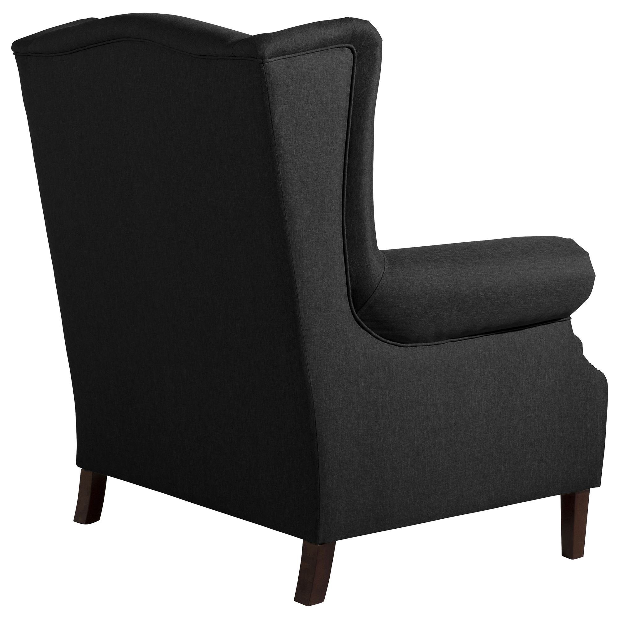 dunkel aufm Sitz schwarz Bezug Kostenlosem Sessel Flachgewebe 21674 58 Sessel Buche 1-St), Kandy Versand, (Sparpreis verarbeitet,bequemer nussbaum hochwertig Kessel / inkl.